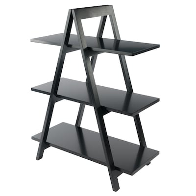 Winsome Wood Aaron Black 3 Shelf Ladder, Short Ladder Bookcase White