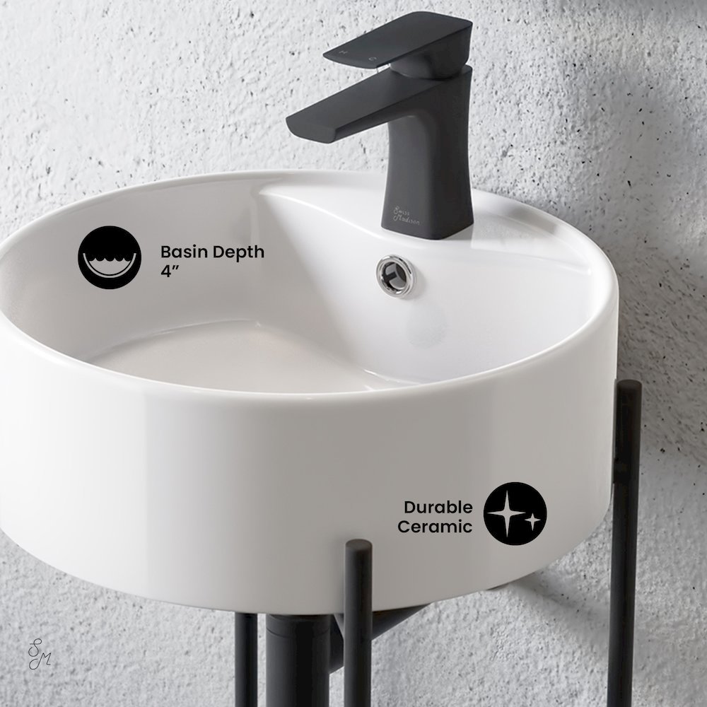 Swiss Madison Monaco 16 Round Console Sink with Faucet Mount White ...