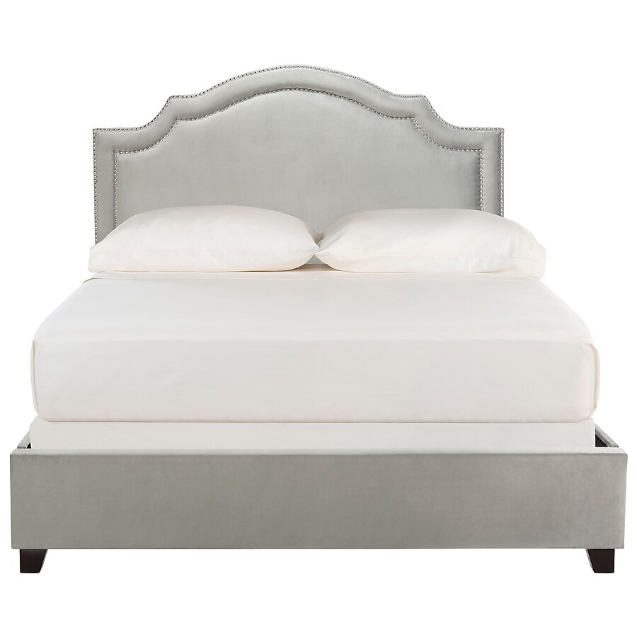 Safavieh Theron Light Gray Queen Upholstered Bed Safavieh Theron Light Gray Queen Upholstered Bed