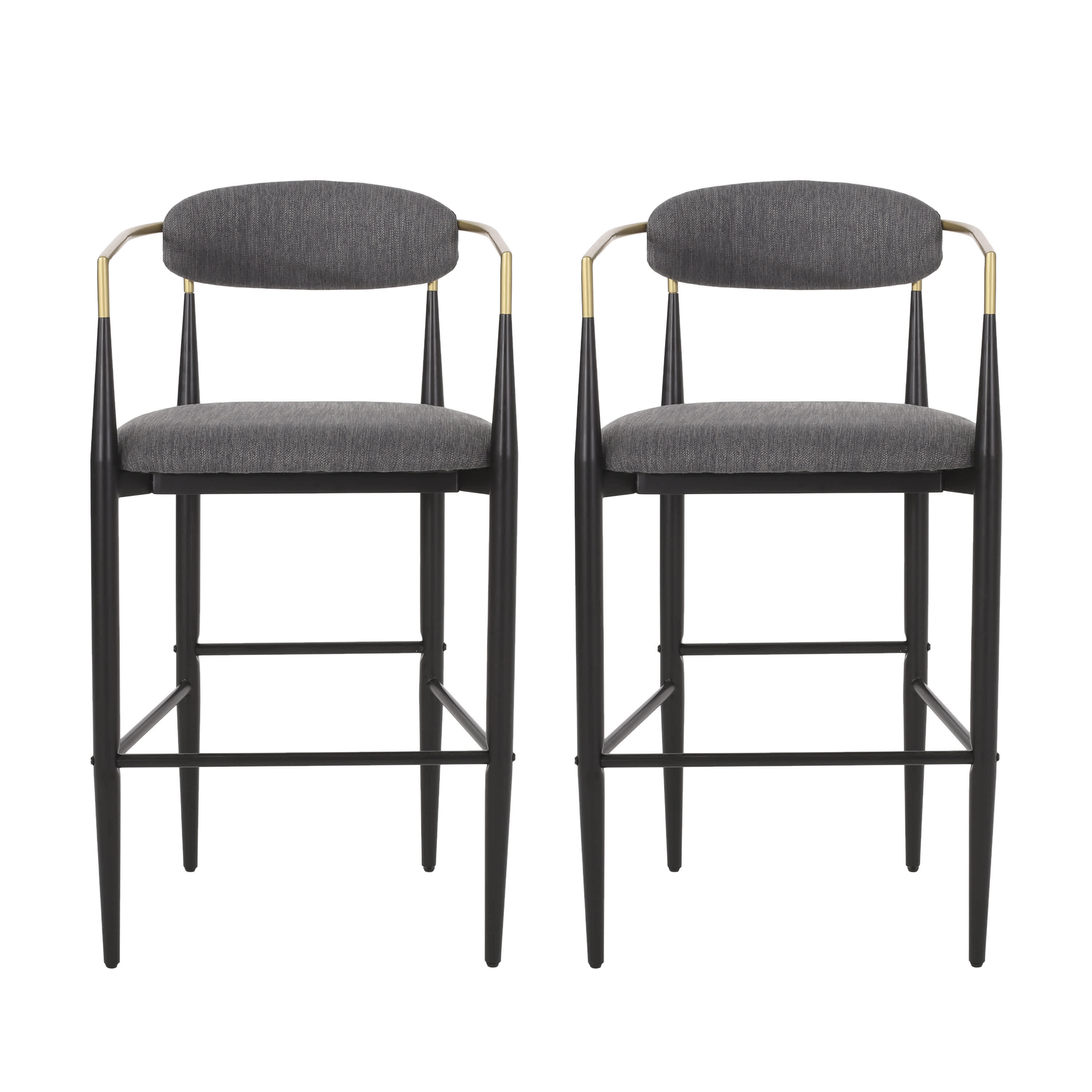 Vynxaria LEXY0143-DJCY-2DGR Gray Dining Chairs Barstool Set of 2