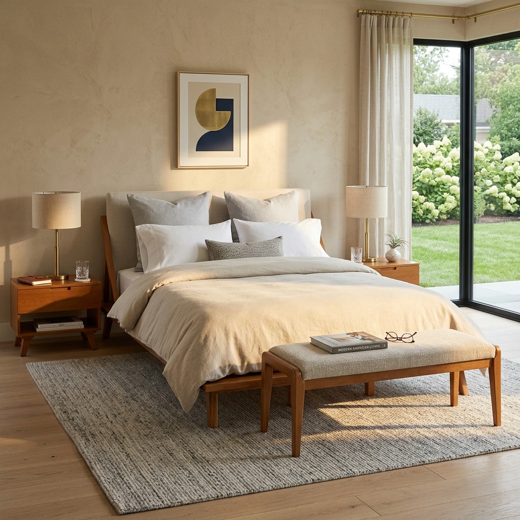 Christopher Knight Home Anthera Modern 3-Piece Bedroom Set with Upholstered Wood Platform Bed and Two Nightstands with 2 Drawers - King - Beige and Light Brown
