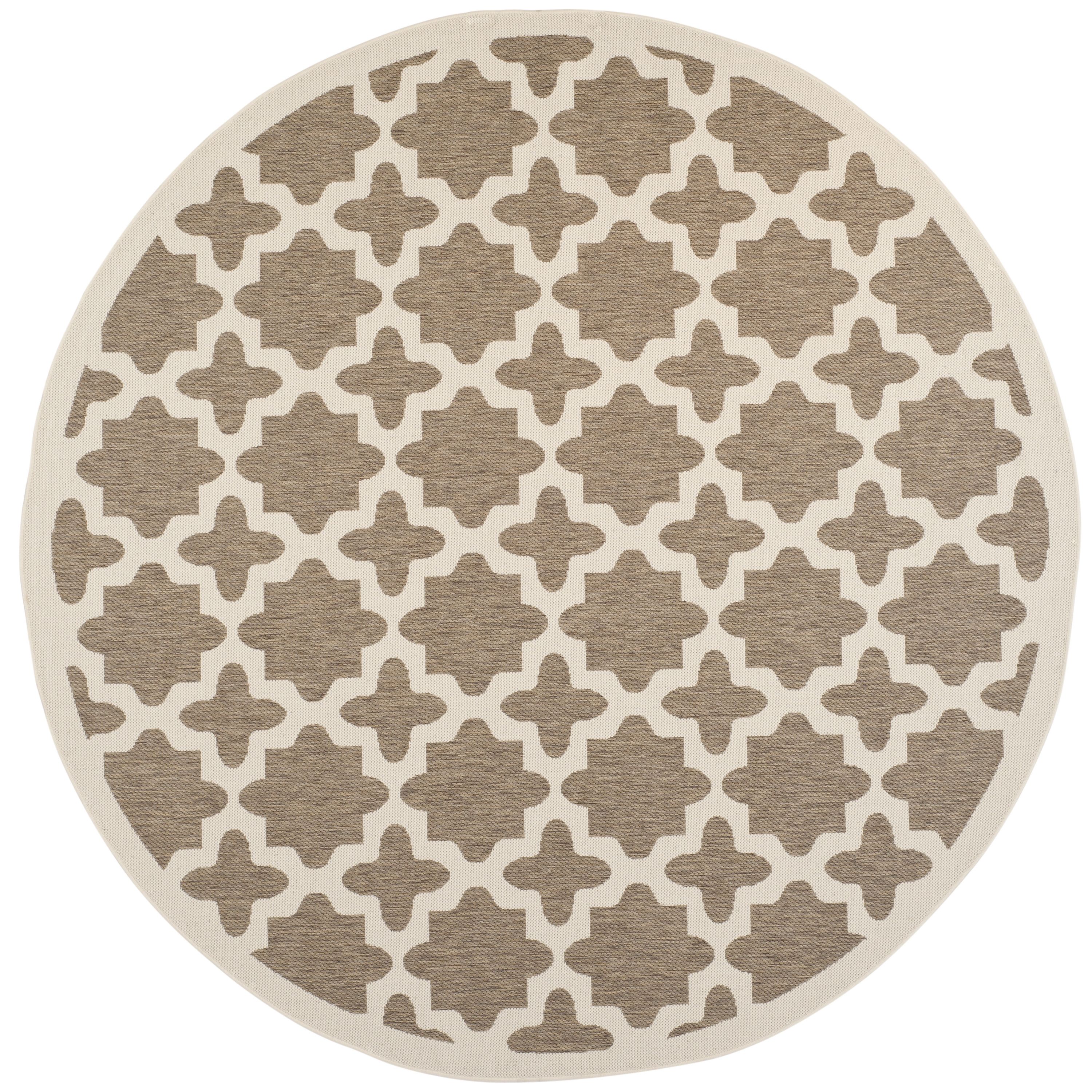 Safavieh CY6913-242-8R Courtyard Hawi 8 x 8 (ft) Loomed Polypropylene Brown/Bone Round Indoor/Outdoor Geometric Coastal Area rug