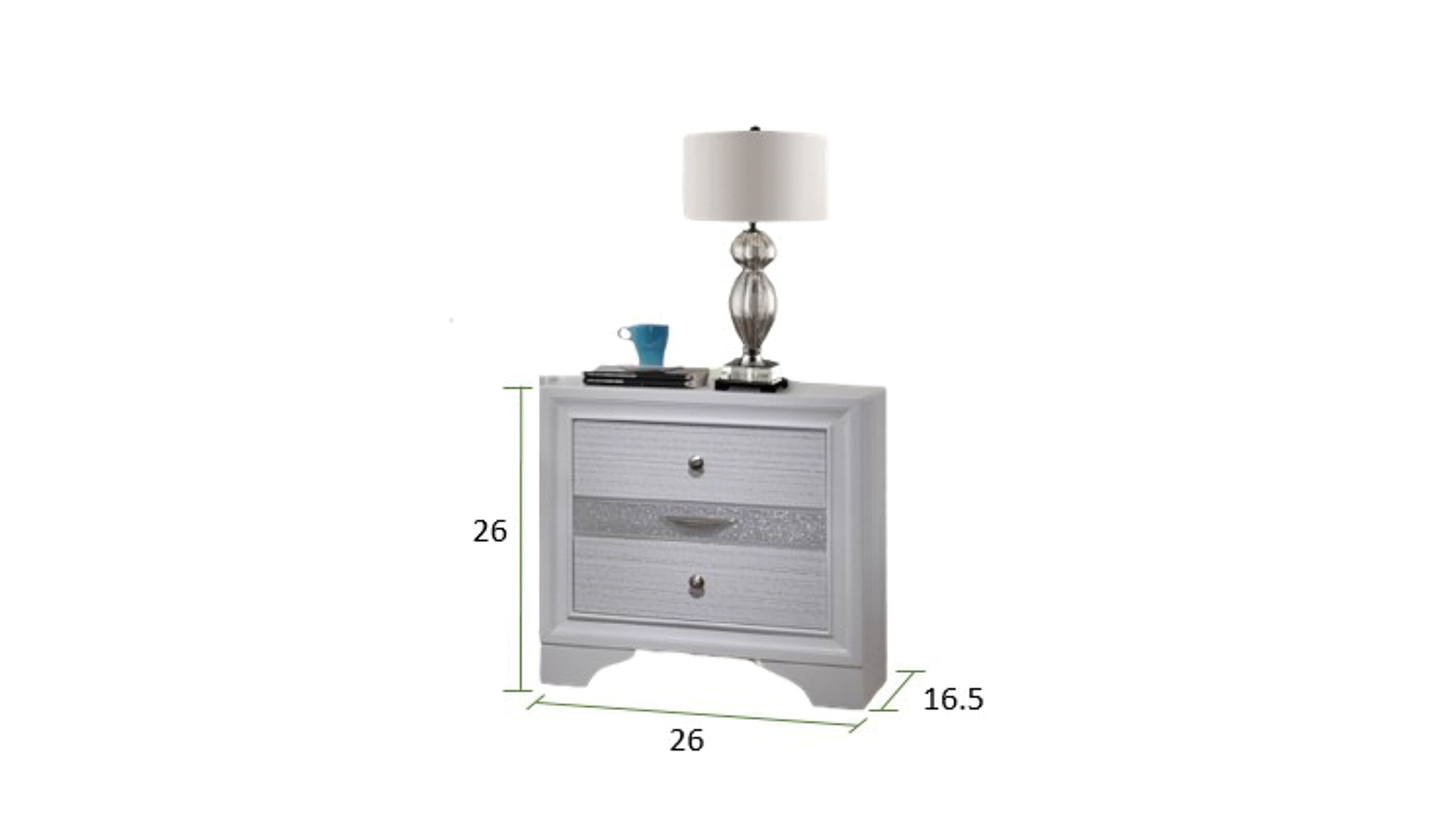 Matrix Traditional 2-Drawer White Wood Nightstand with Jewelry Tray