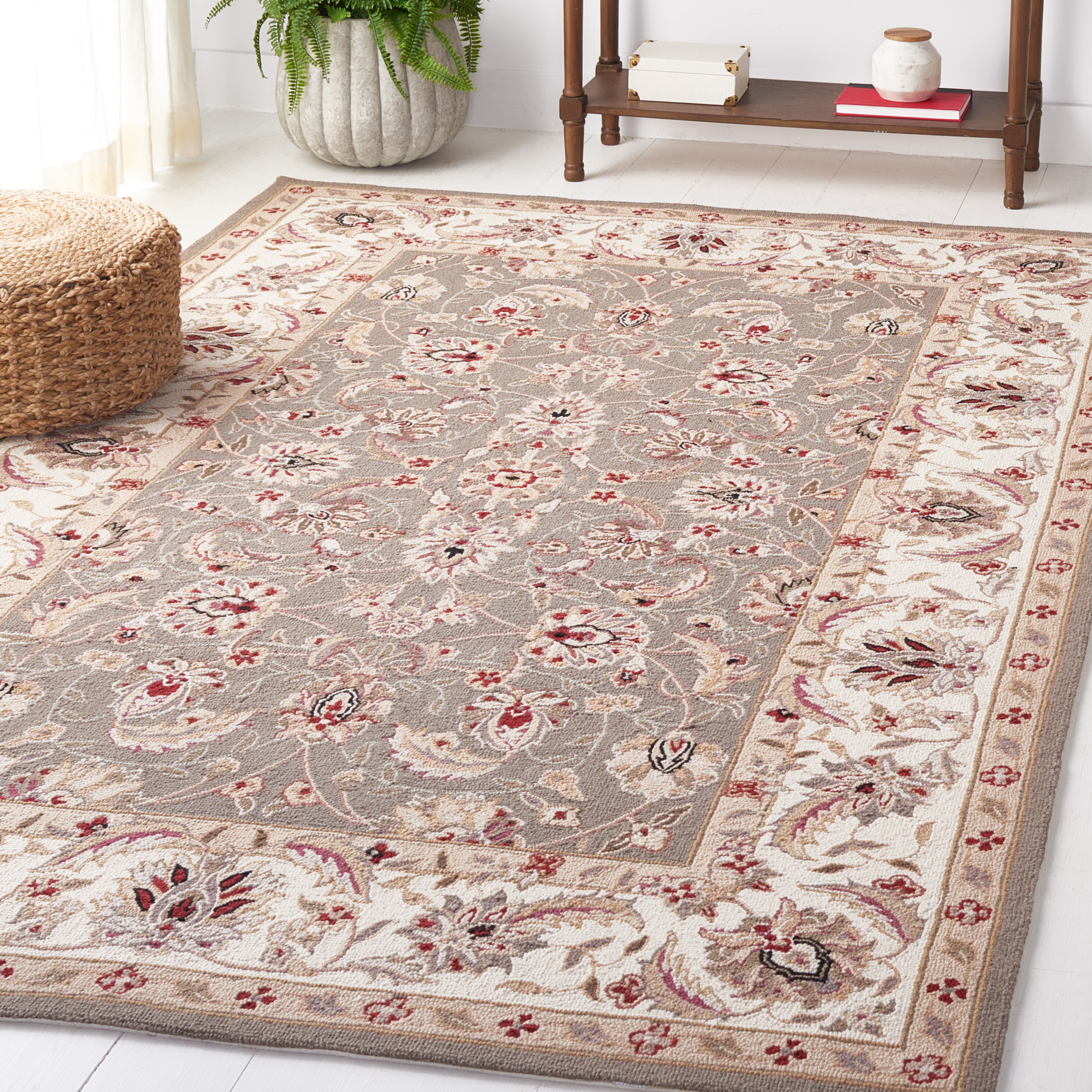  Hk78 Taupe/Ivory Traditional 3ft-9in x 5ft-9in Small Rectangle Rug