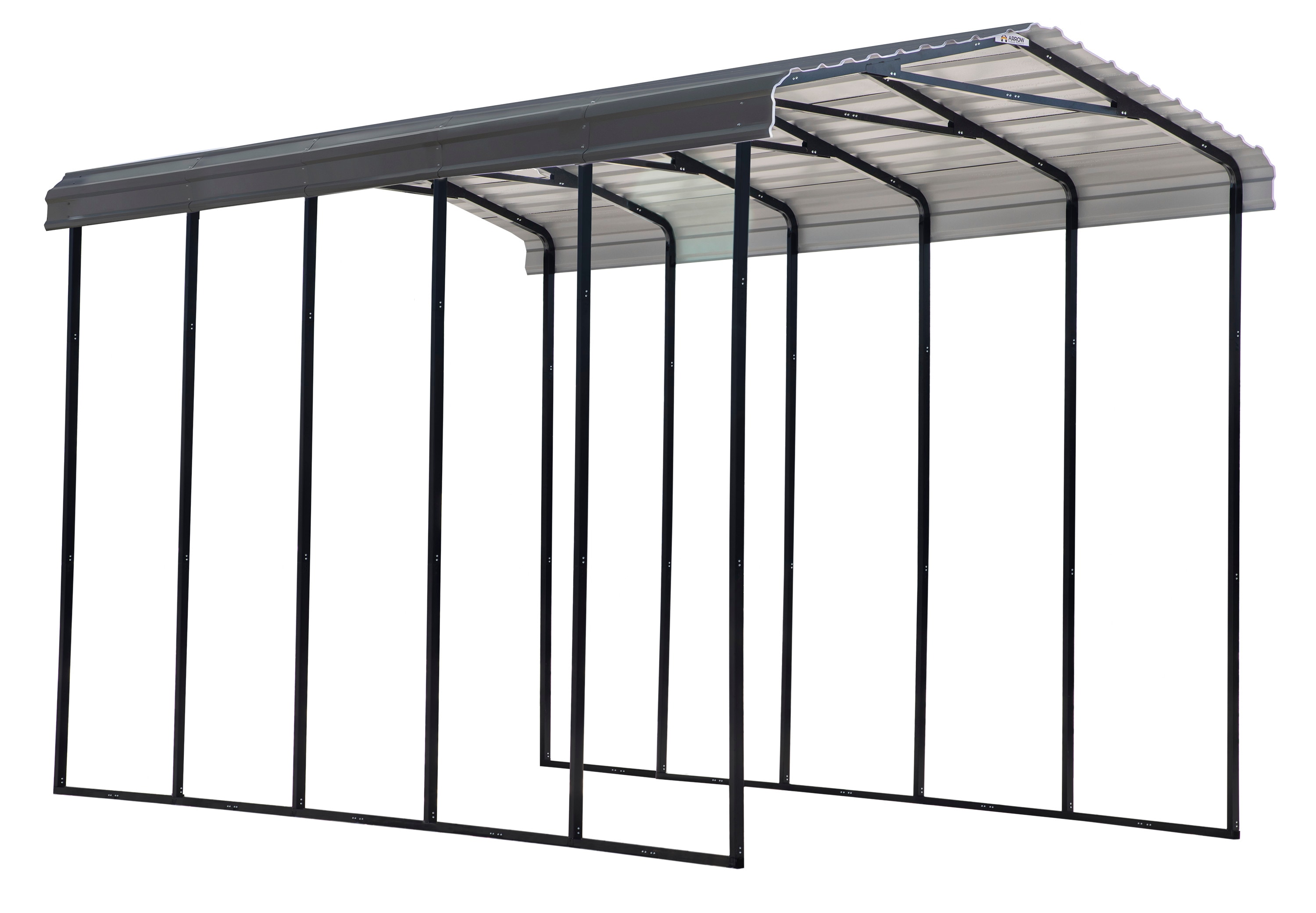 Arrow CPHC142414 14-ft W x 24-ft L x 14-ft H Charcoal Metal Carport with Metal Roof