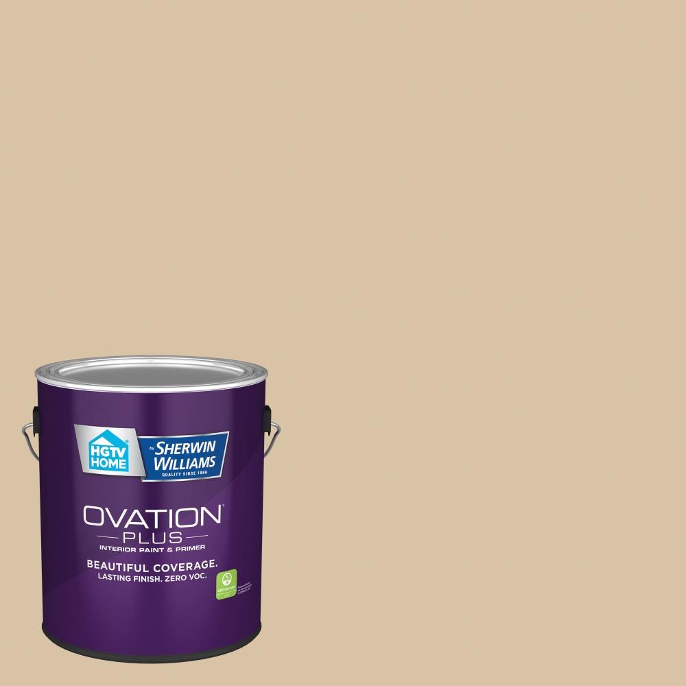 HGTV HOME by Sherwin-Williams 3002-10B-2557213 Ovation Plus Flat Wheat Toast 3002-10B Latex Interior Paint Paint + Primer ( 1-gallon )
