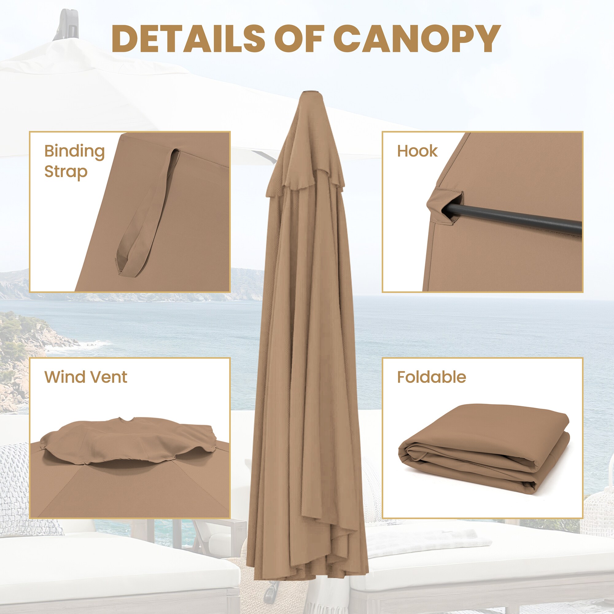 Crestlive Products CL-UC001DGY Patio-Umbrella-Accessories - View #5