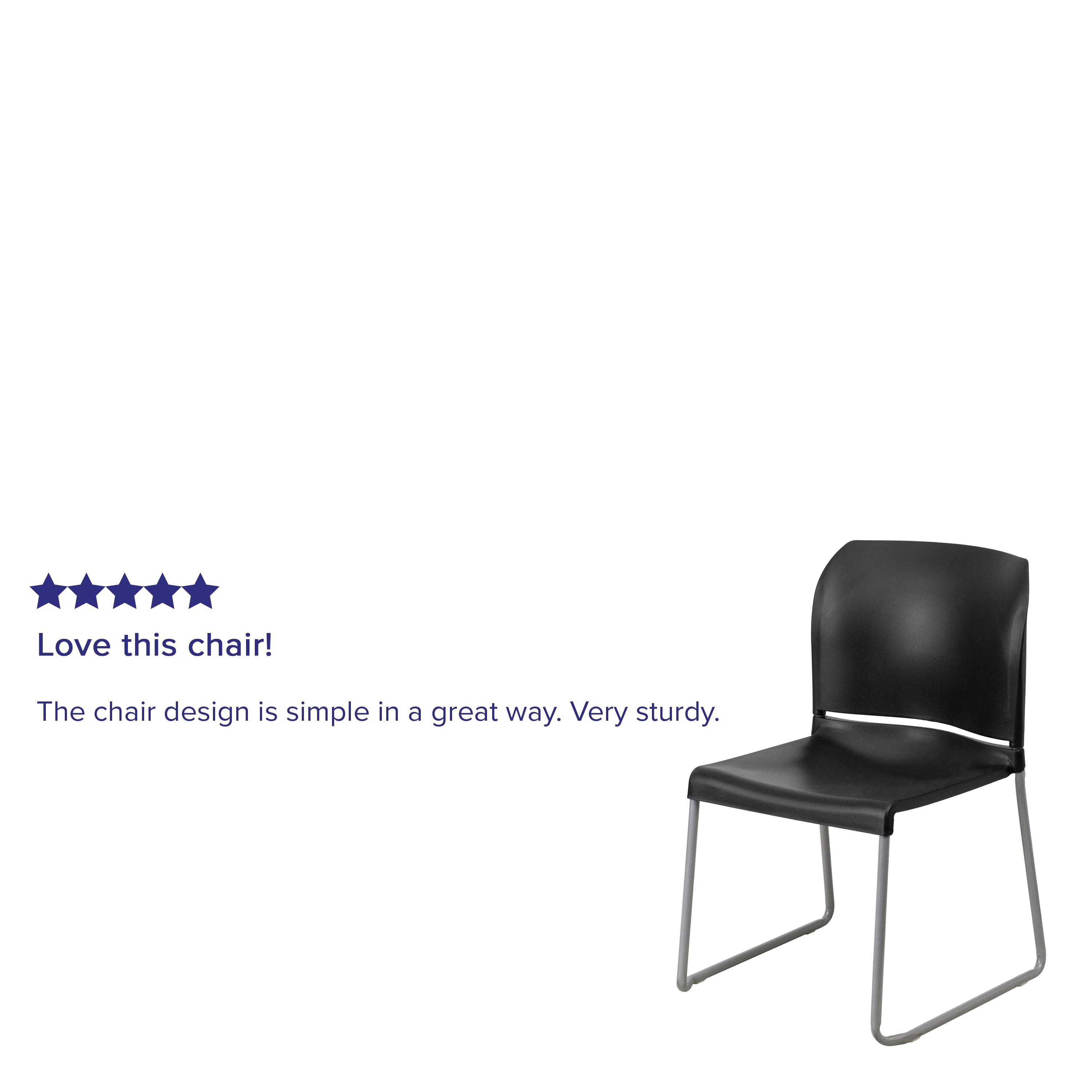 Black Ergonomic Mid-Back Stackable Office Chairs, Set of 5