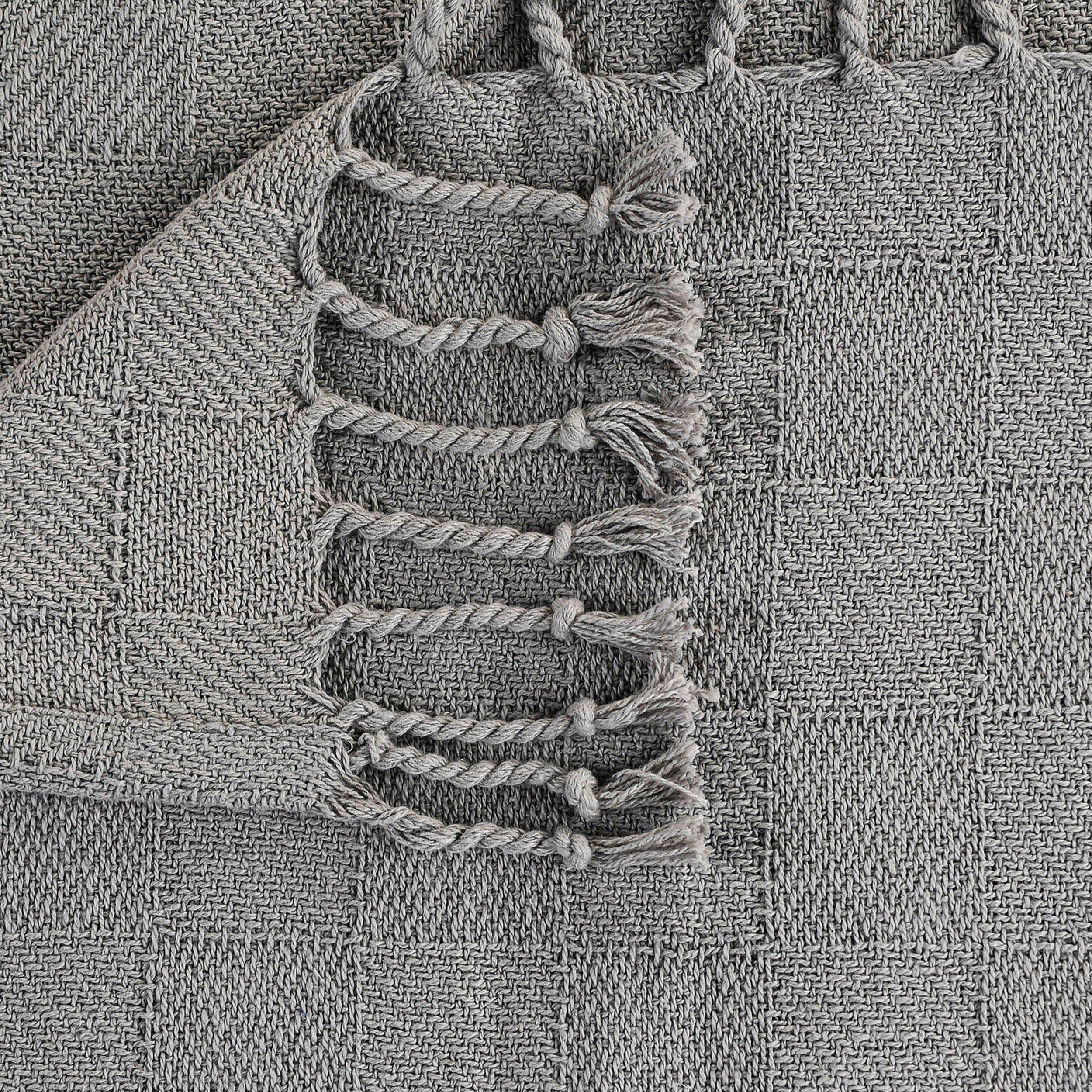 Heather Madiera Luxurious Cotton Throw, 60" x 50", Light Gray