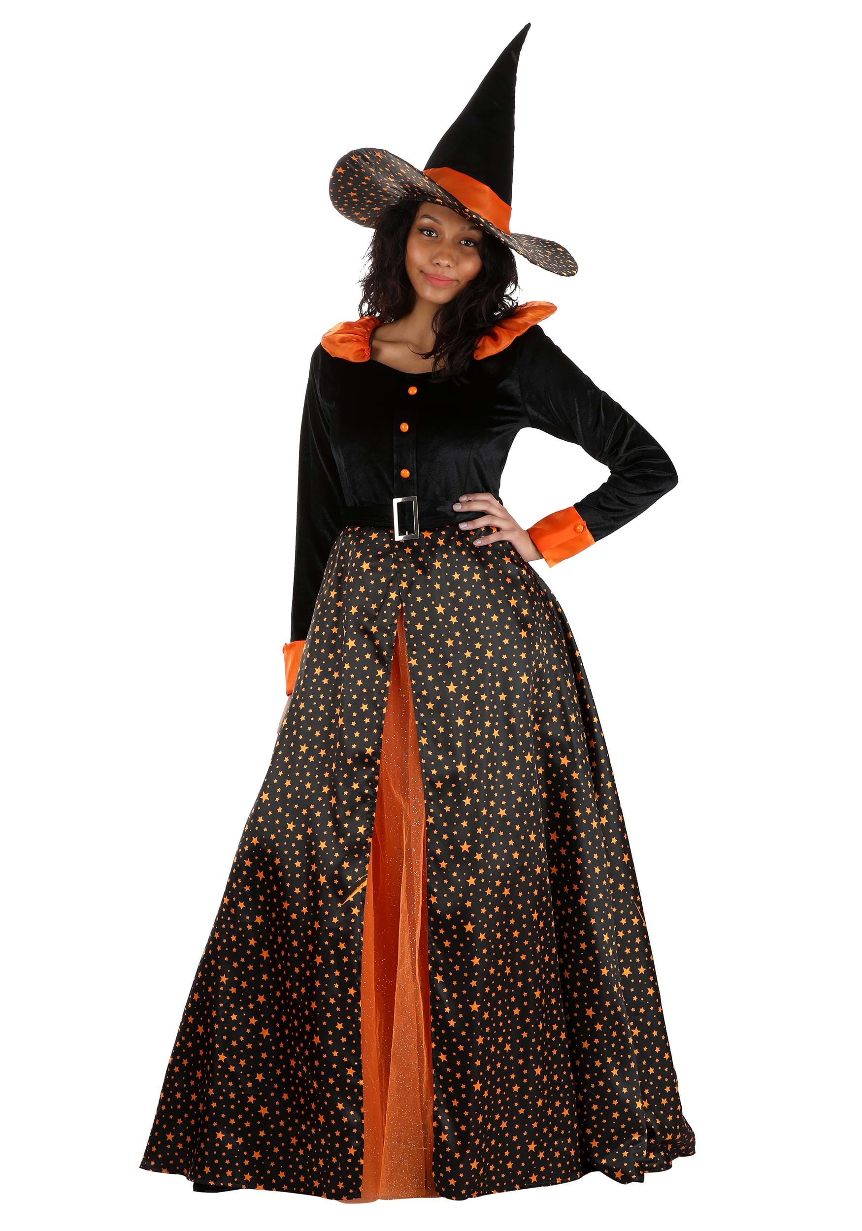 HalloweenCostumes.com FUN3847AD-M FUN Costumes Adult Sparkling Orange Witch Medium