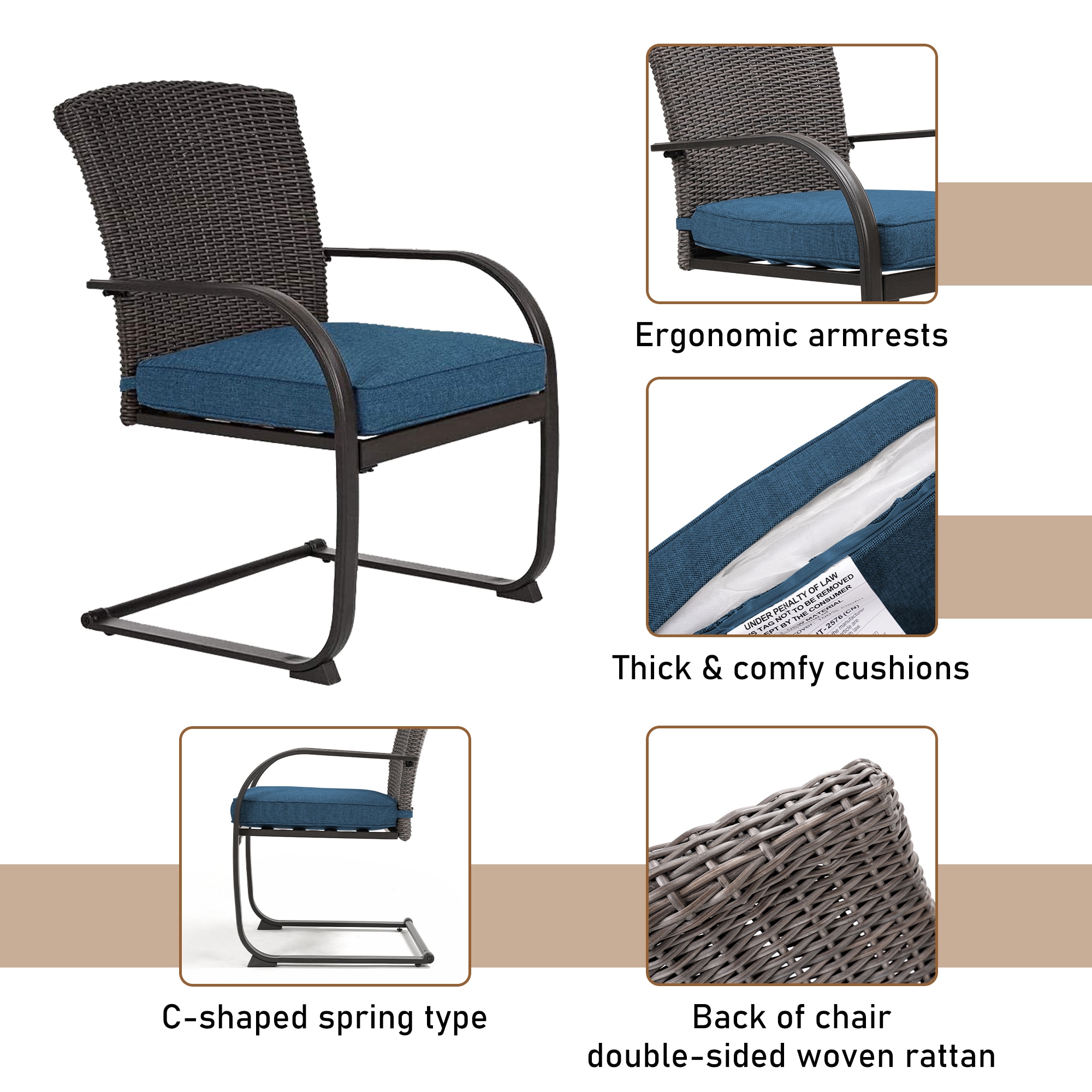 Metal spring patio online chairs