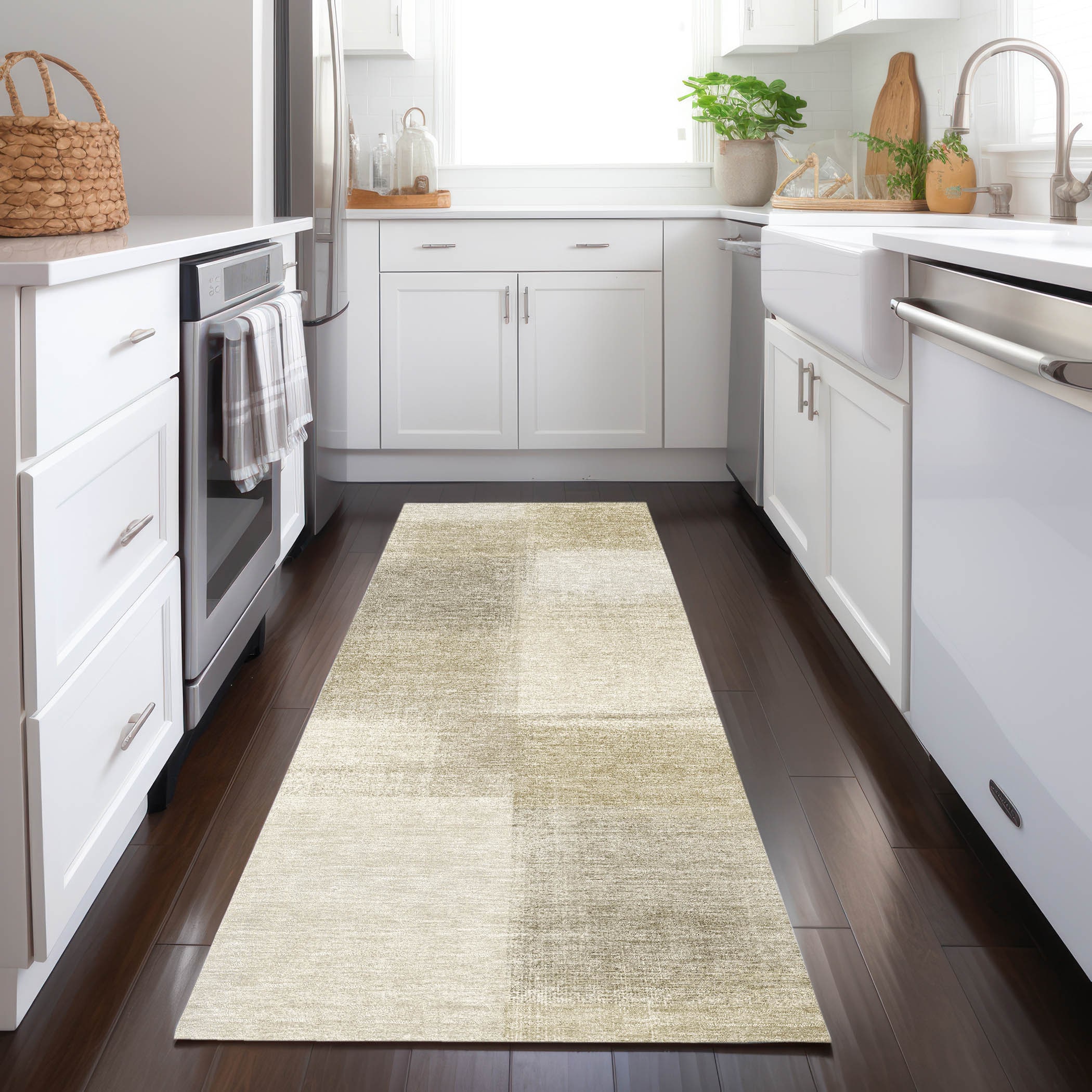 Addison Rugs ACN1290TP2X8 Chantille ACN1290TP 2 x 7 (ft) Polyester Taupe Rectangular Indoor/Outdoor Geometric Machine washable Runner rug