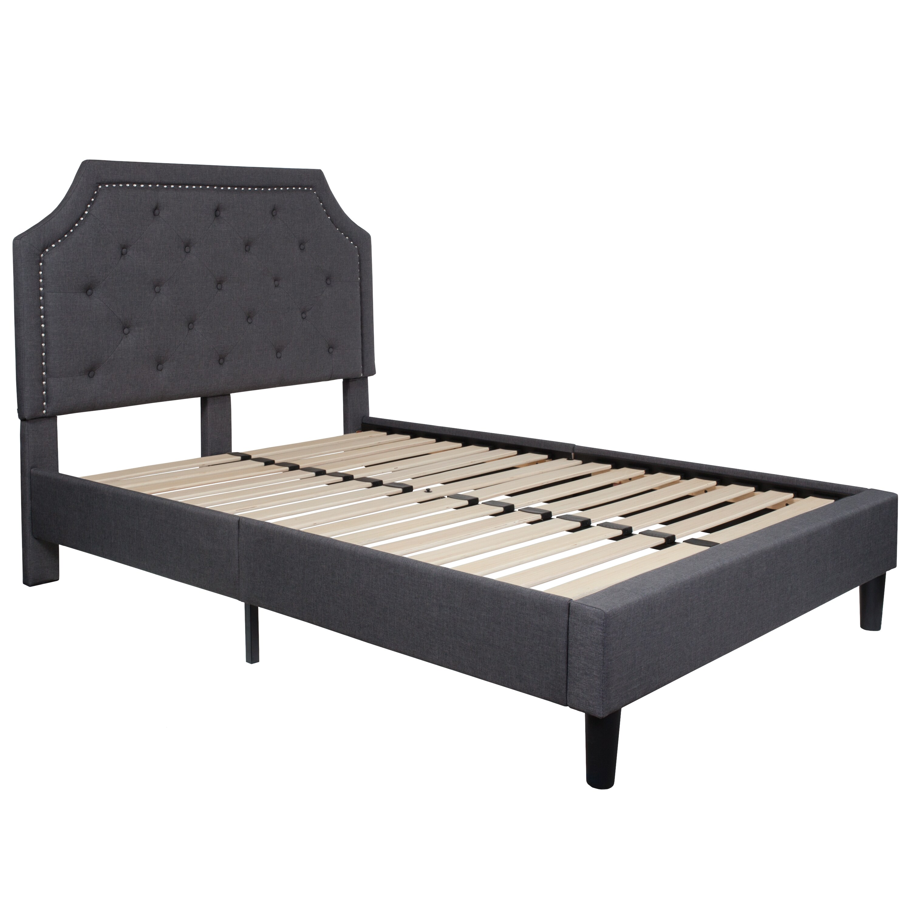 Flash Furniture Brighton Dark Gray Full Upholstered Platform Bed in the ...