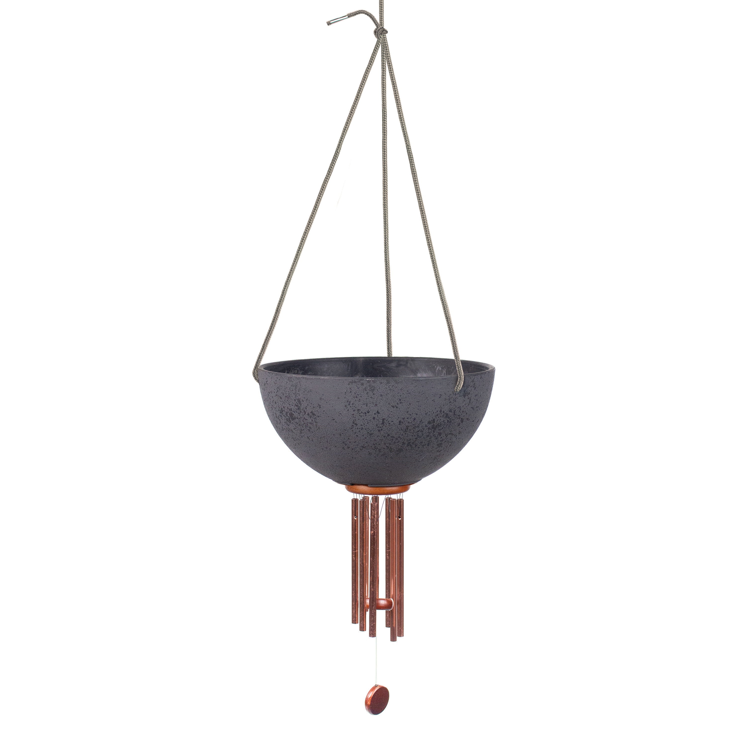 SYNDICATE 9804-06-1235 Round 6.5-in W Medium Black Resin Contemporary/Modern Outdoor Hanging planter with Drainage Holes