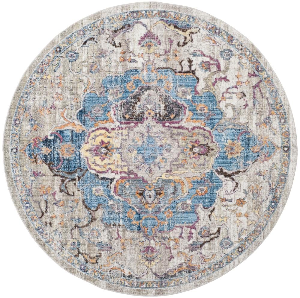 Safavieh BTL350D-7R Bristol Samarkand 7 x 7 (ft) Loomed Polyester Blue/Light Gray Round Indoor Abstract Oriental Area rug