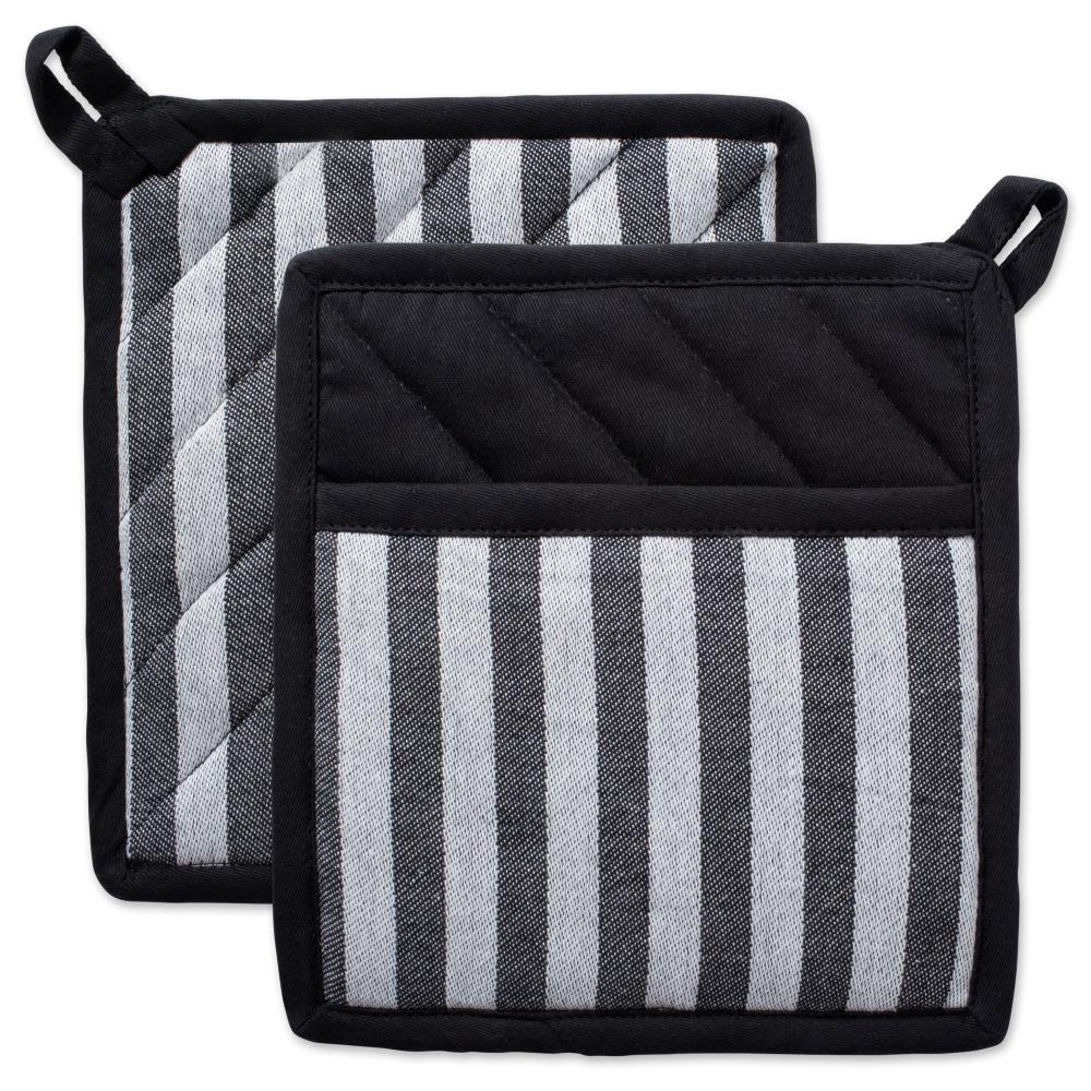 DII Black & White Stripe Oven Mitt (Set of 2) 