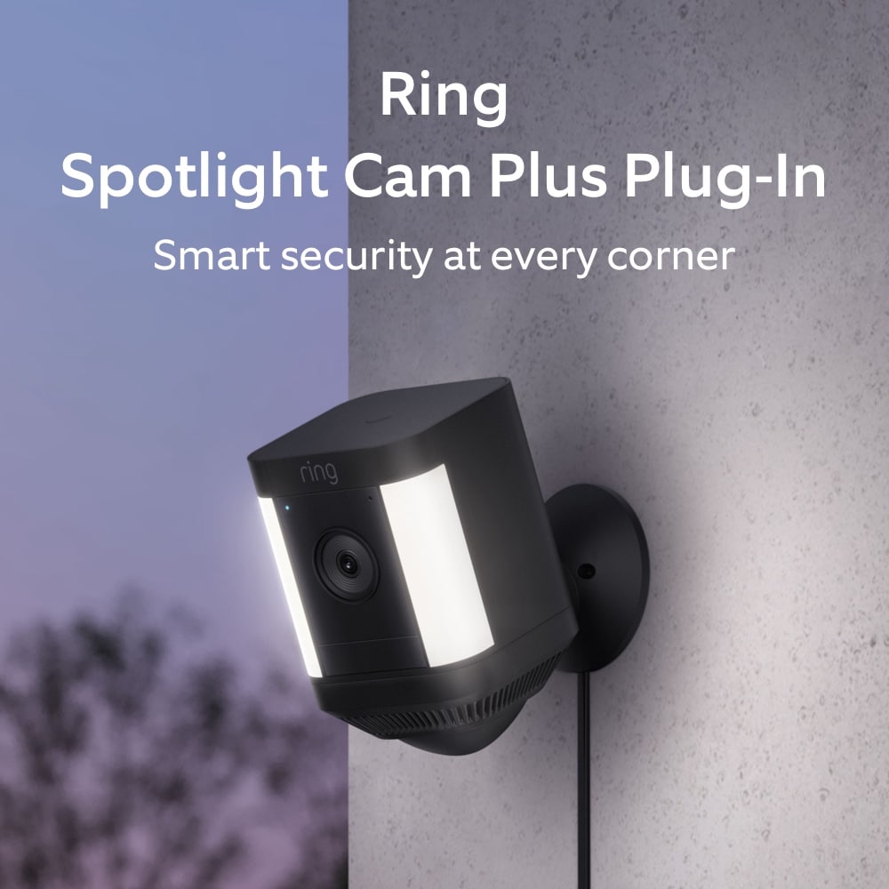 Ring Spotlight Cam Plus, Plug-In – Smart Security Video Camera with 2 Motion-Activated LED Spotlights, 2-Way Talk, Color Night Vision, Black B09J6BCPHG Sansujyuku sansujyuku.com