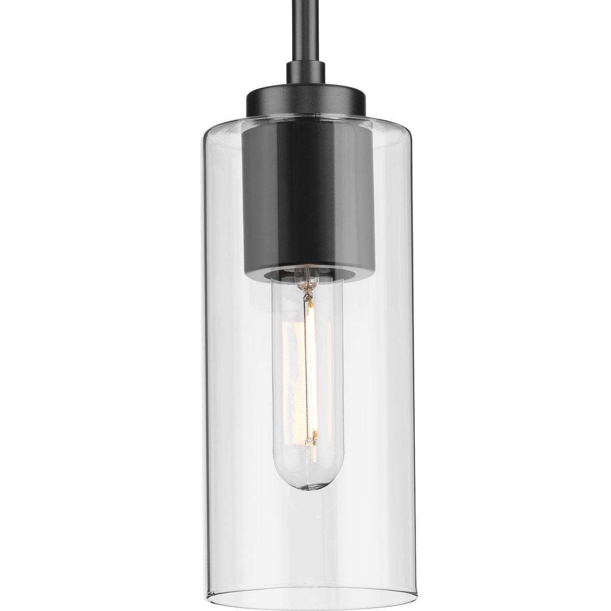 Progress Lighting P500403-31M Cofield Matte Black Transitional Clear glass Cylinder Mini Hanging Pendant light
