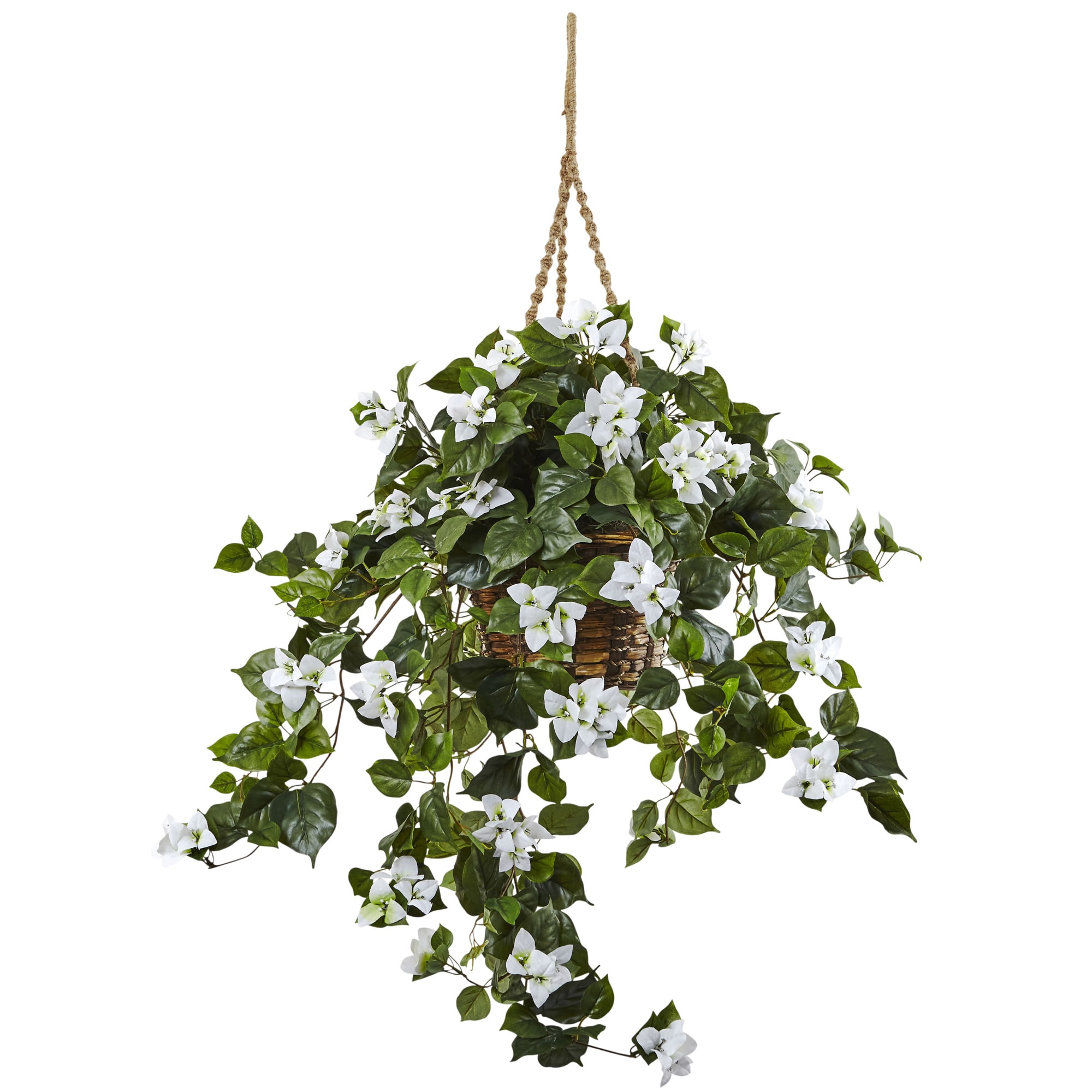 Nearly Natural 6868-WH 28-Inches White Indoor Hanging Bougainvillea Artificial plant