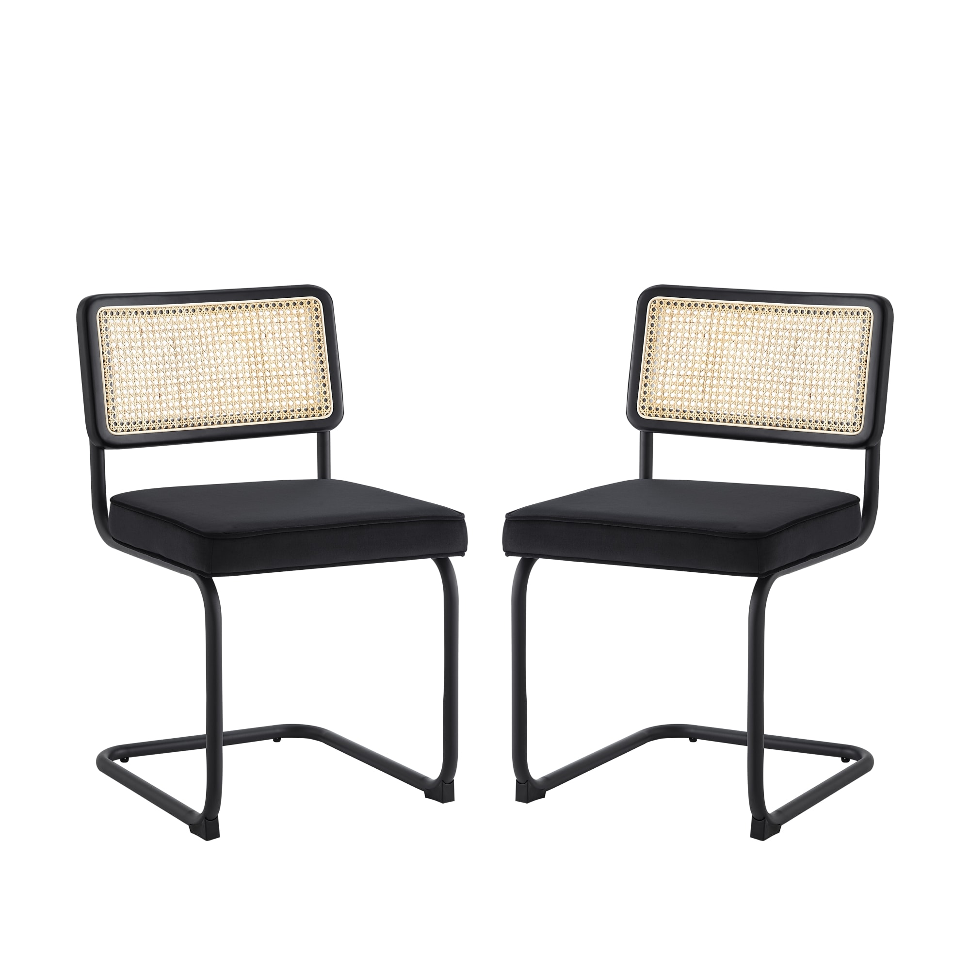 Loft Lyfe DC465-02BK-LS Set of 2 Sahasra Traditional Velvet Upholstered Dining Side Chair (Metal Frame)