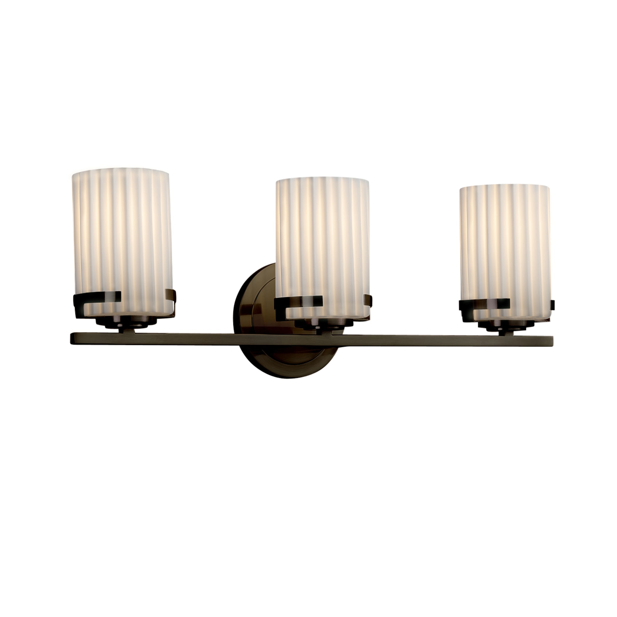 Justice Design Group POR-8453-10-PLET-DB Limoges 22.75-in 3-Light Dark Bronze Transitional Vanity Light
