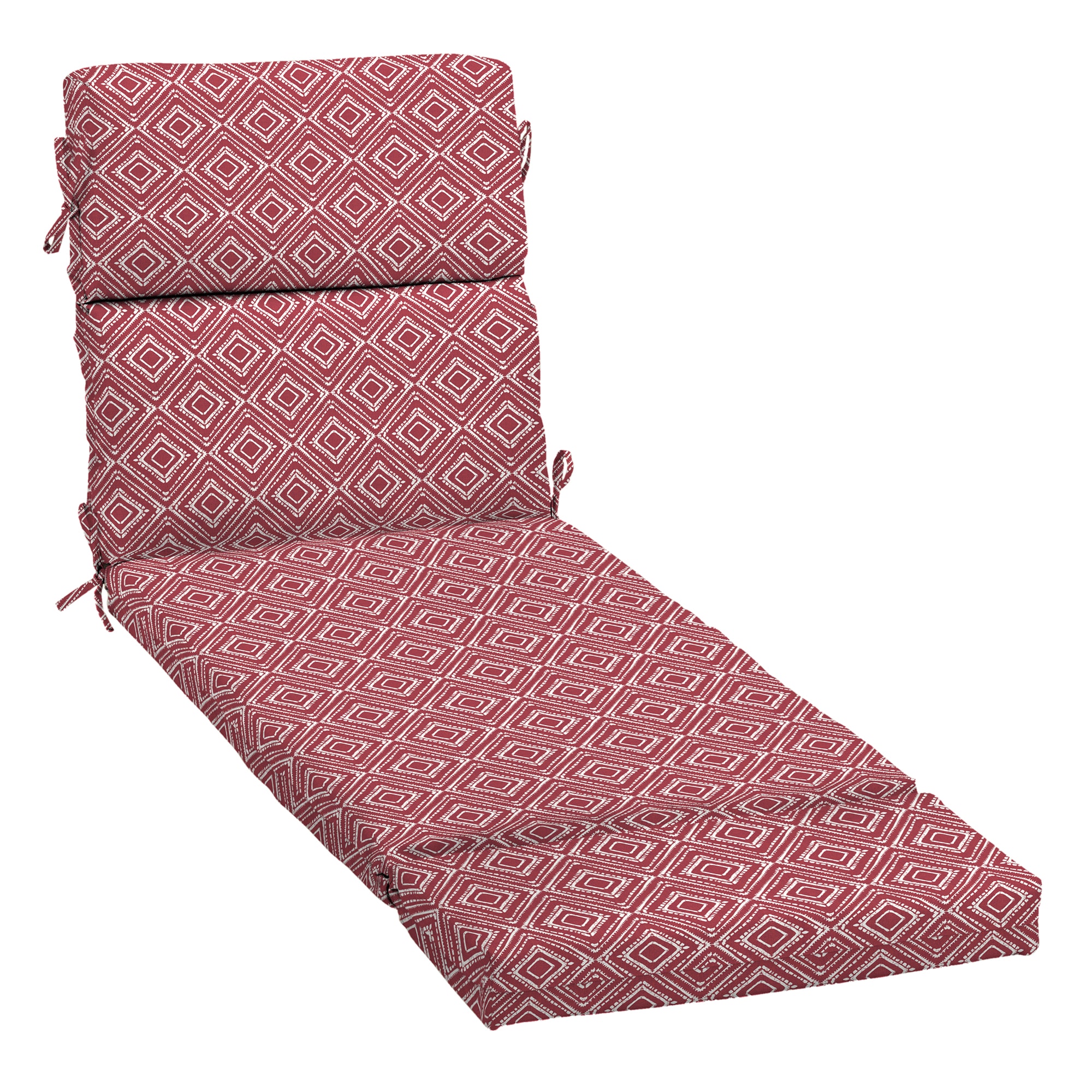Style Selections HR0F592B-D9C1 48-in x 23-in Red Diamond Patio chaise lounge chair cushion