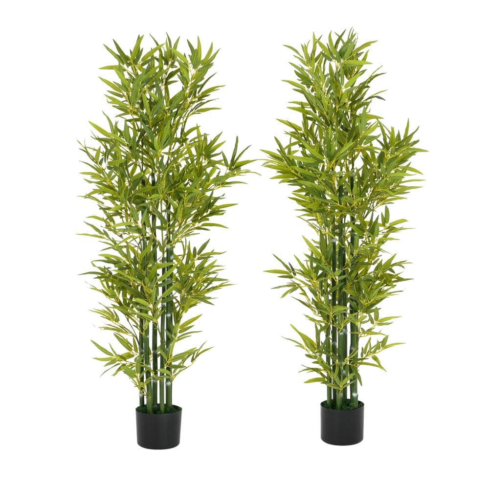 Blisstyle 5 Artificial Bamboo with Black Plastic Pot Set of 2 Artificial Plants Flowers