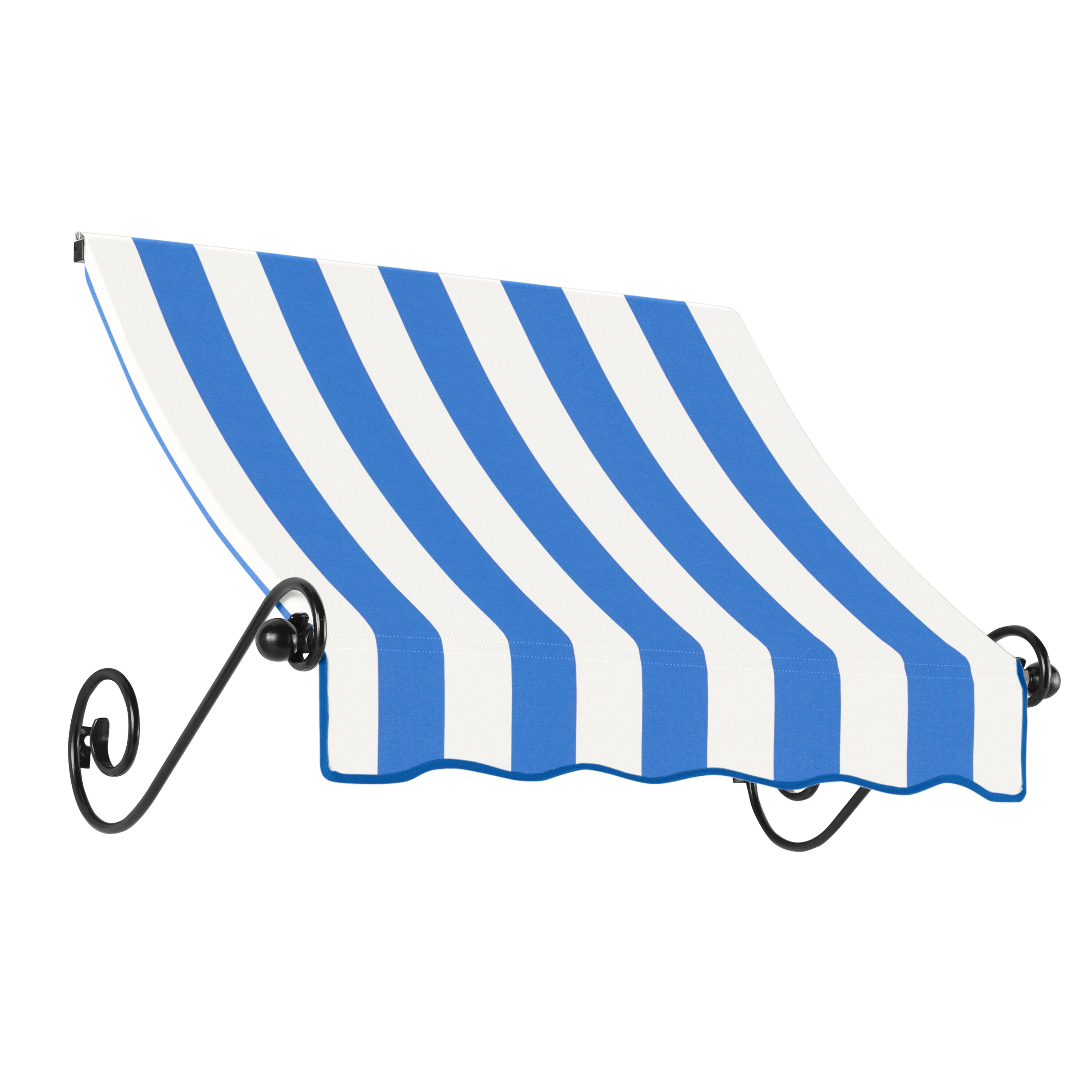Awntech ECH23-L-3BBW Charleston 40.5-in Wide x 36-in Projection x 24-in Height Fabric Bright Blue/White Stripe Striped Fixed Window/Door Awning