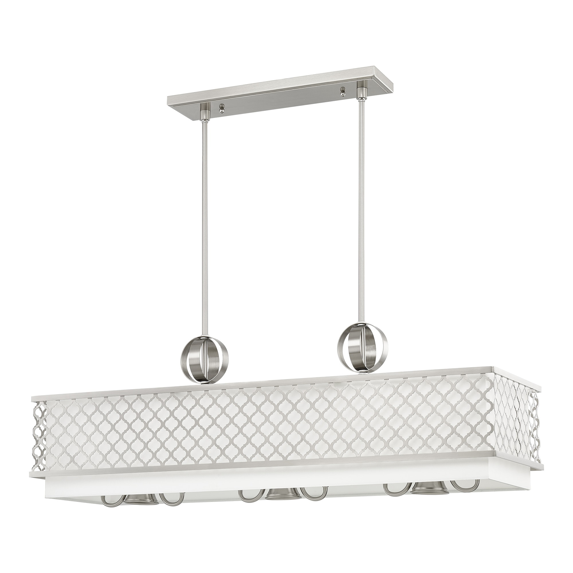Arabesque Brushed Nickel 9-Light Linear Chandelier with Fabric Shade
