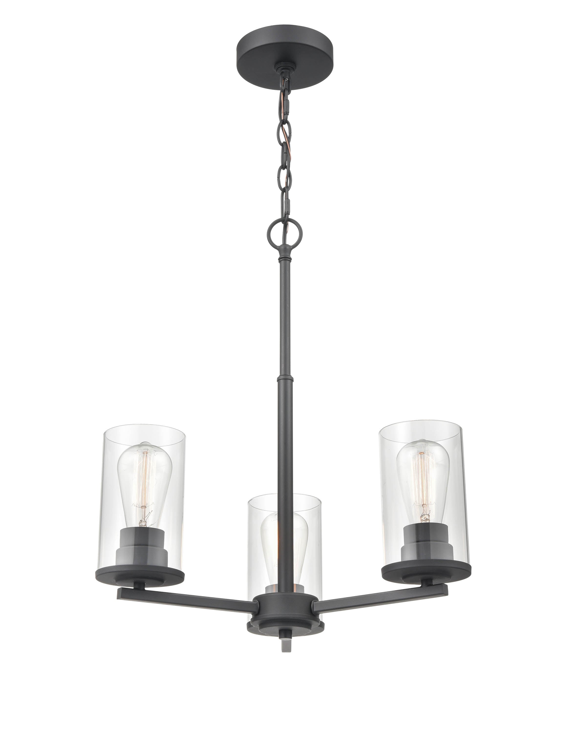 Verlana Matte Black Mini Chandelier with Clear Glass Shades