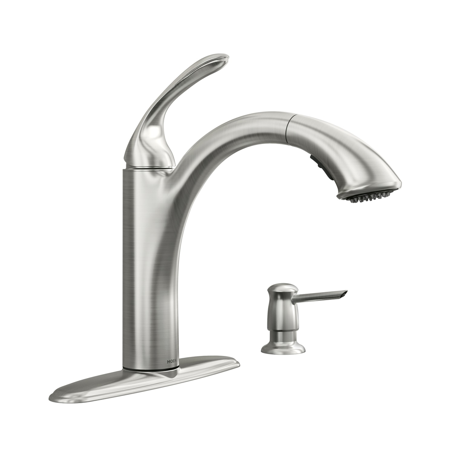 Moen Kinzel Spot Resist Stainless 1 Handle Pull Out Kitchen Faucet Deck Plate Included In The Kitchen Faucets Department At Lowes Com