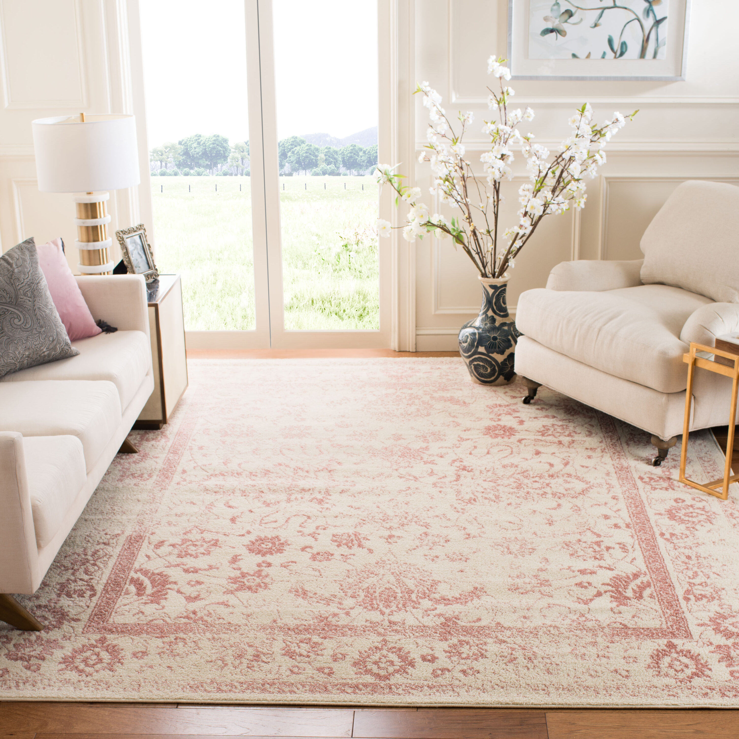 Adirondack 109H Ivory Rose 12ft x 18ft Oversized Rug