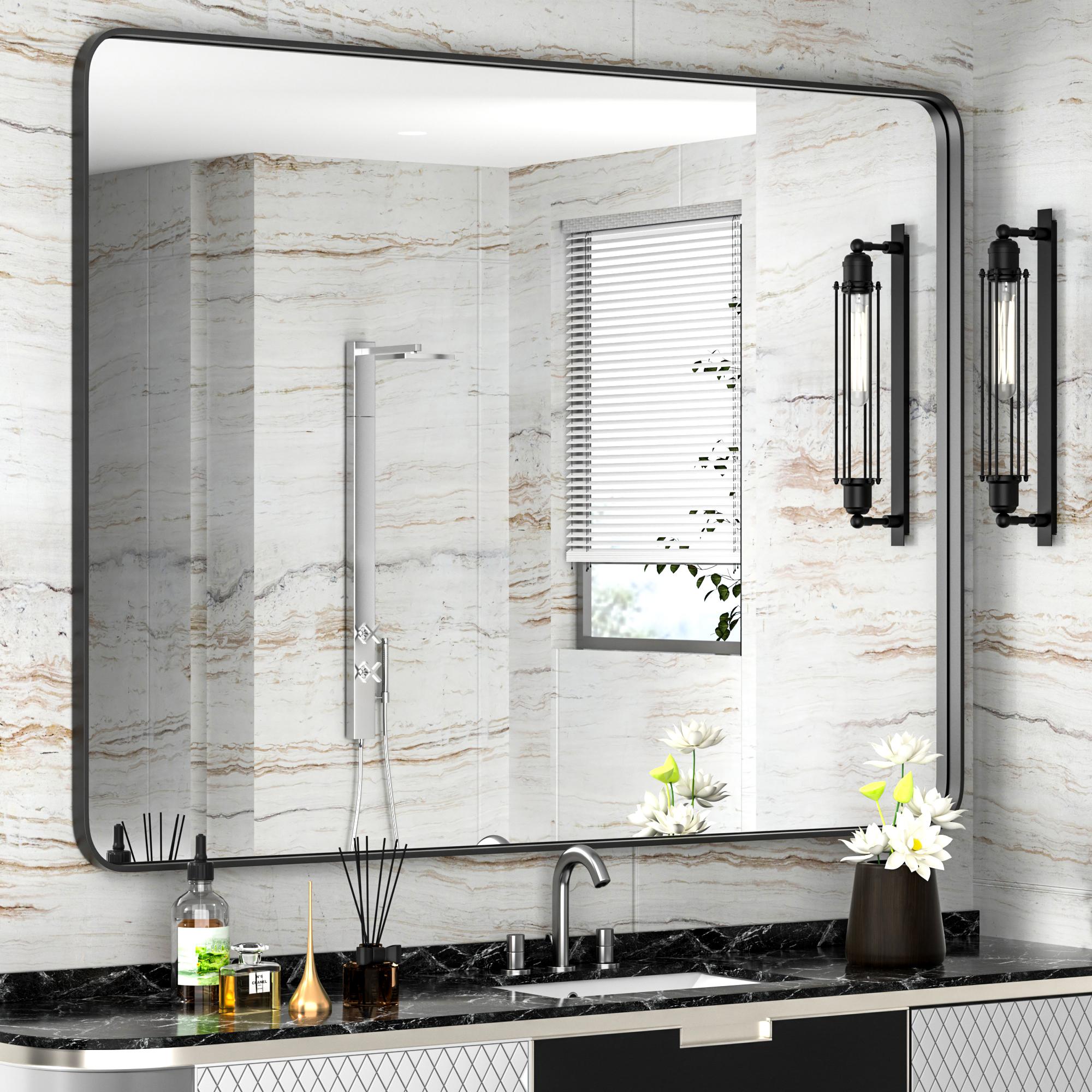 Clavie LS-30401-SRBB Bathroom Mirrors Wall Mirrors Accent Mirrors 30-Inches W x 40.0-Inches H Rectangle Brushed Black Framed Wall Mirror