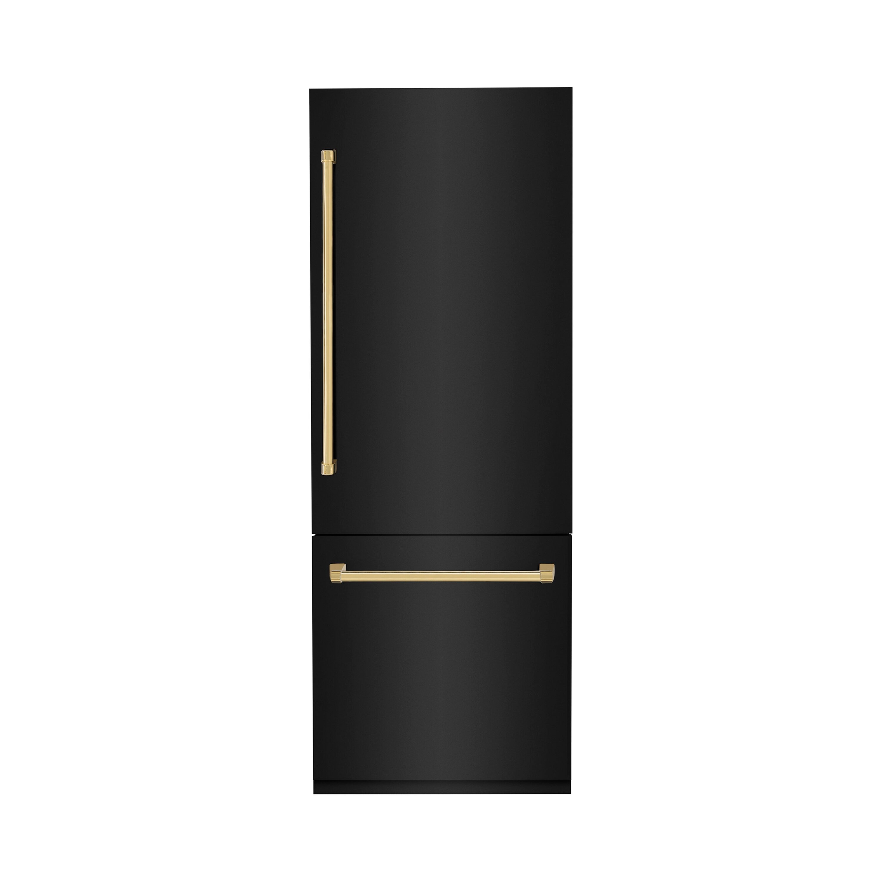ZLINE KITCHEN & BATH RBIVZ-BS-30-G 16.1-Cu. Feet Counter-Depth Built-In Bottom-Freezer Refrigerator with Ice Maker ( Black Stainless Steel with Polished Gold accent Handles ) ENERGY STAR Certified