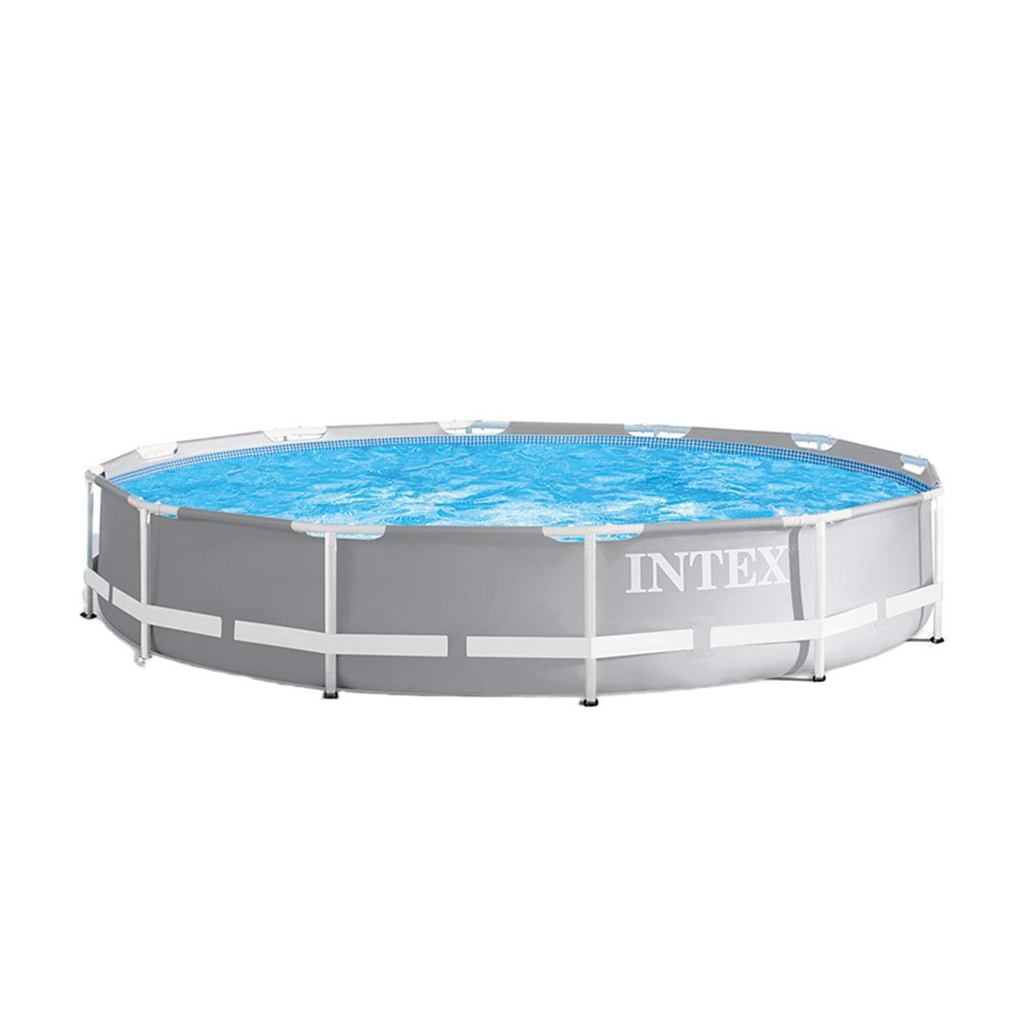 Intex 26711EH + 28065E 12-ft x 12-ft x 33-in Steel Wall Panels Round  Above-Ground Pool with Filter Pump and Ladder in the Above-Ground Pools  department at