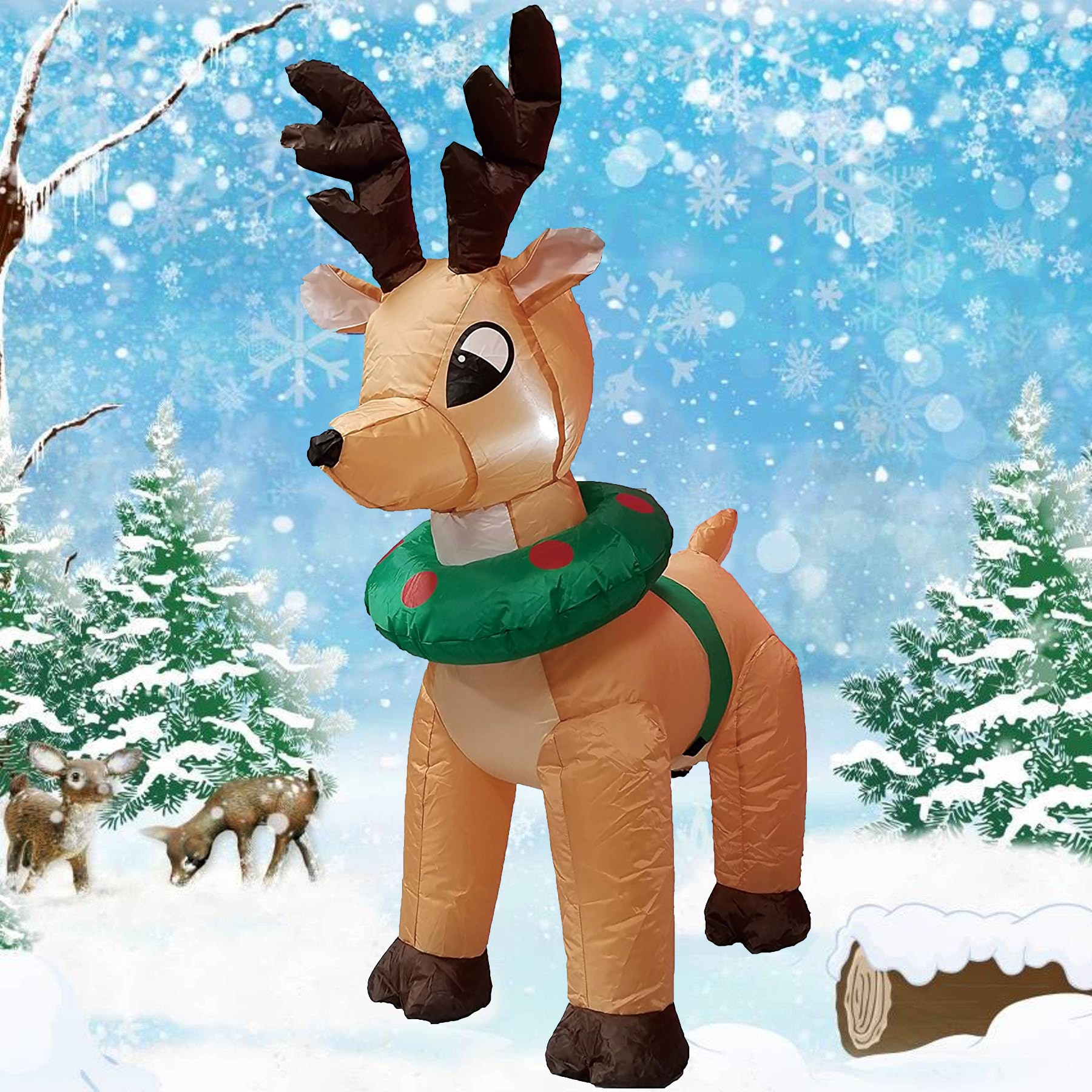 SUPERHUNTER 4 Ft Lighted Reindeer Christmas Inflatable In The Christmas   63530267 