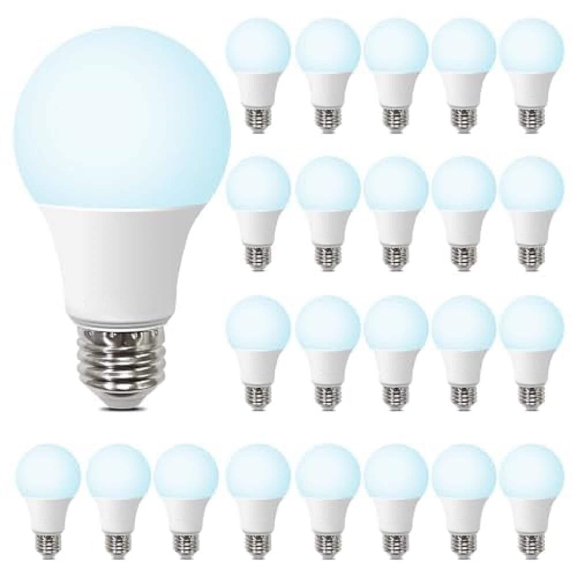Angel Sar 24 Pack A19 LED Bulbs 5000K Daylight 60W Equivalent 8W 800LM E26 Base Non Dimmable 15000 Hour Lifespan for Bedroom Living Room