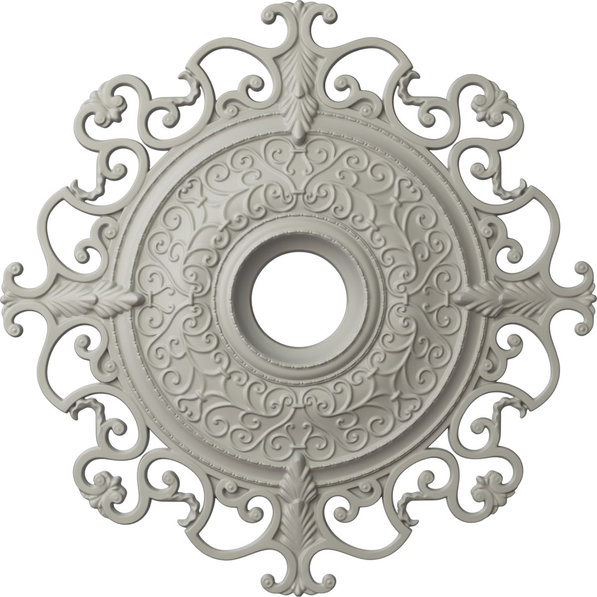 Ekena Millwork CM38OLPCF Orleans 38.375-in W x 38.375-in L Painted Pot Of Cream Polyurethane Whole Ceiling Medallion
