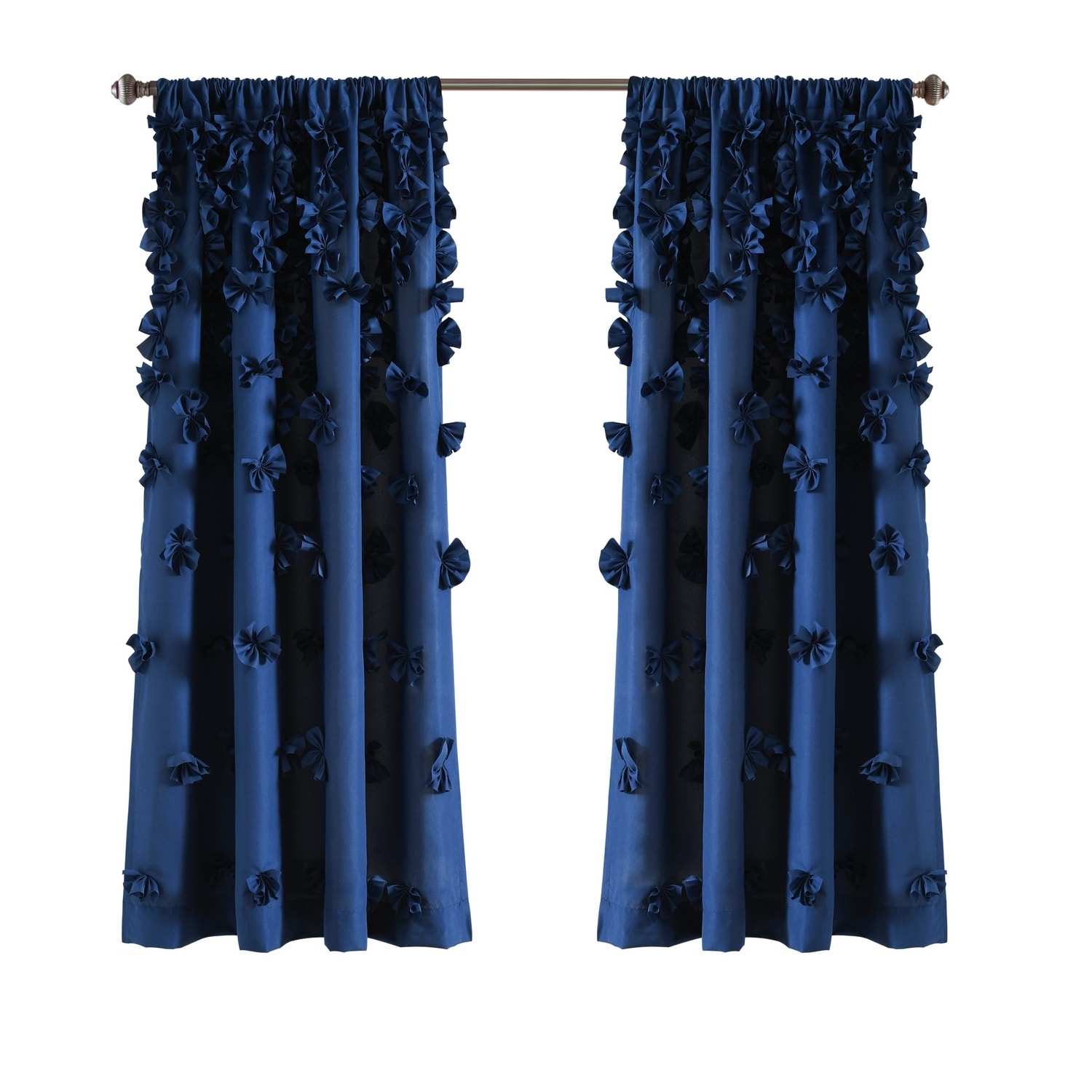 Navy Sheer Polyester Rod Pocket Window Curtain Panel 54"W x 63"L
