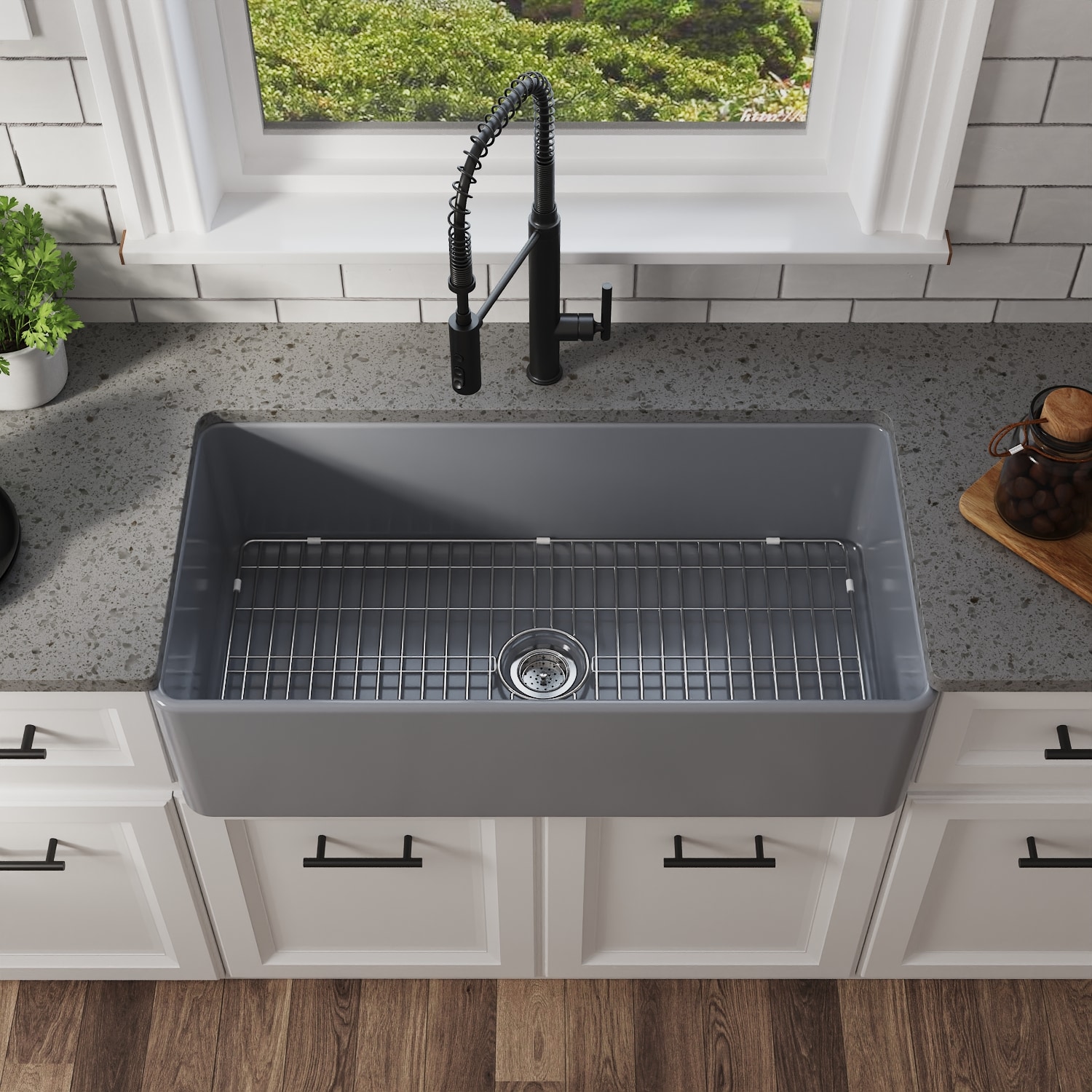 DeerValley Glen 27 x 19 Fireclay Rectangular Undermount Kitchen Sink - White