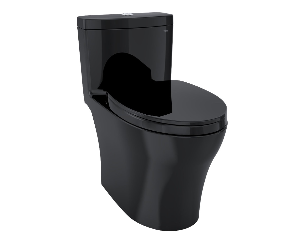 TOTO Aquia IV Ebony Dual Flush Elongated Standard Height WaterSense Soft Close Toilet 12-in Rough-In 1-GPF in Black | MS646124CEMFN-51 -  MS646124CEMFN#51