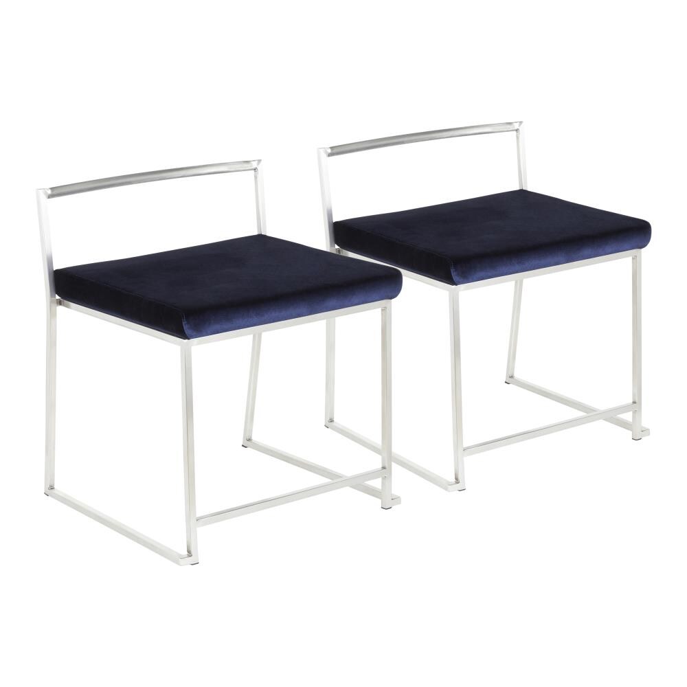 LumiSource CH-FUJISS VBU2 2 Fuji Modern Brushed Stainless Steel, Blue Velvet Accent Chair