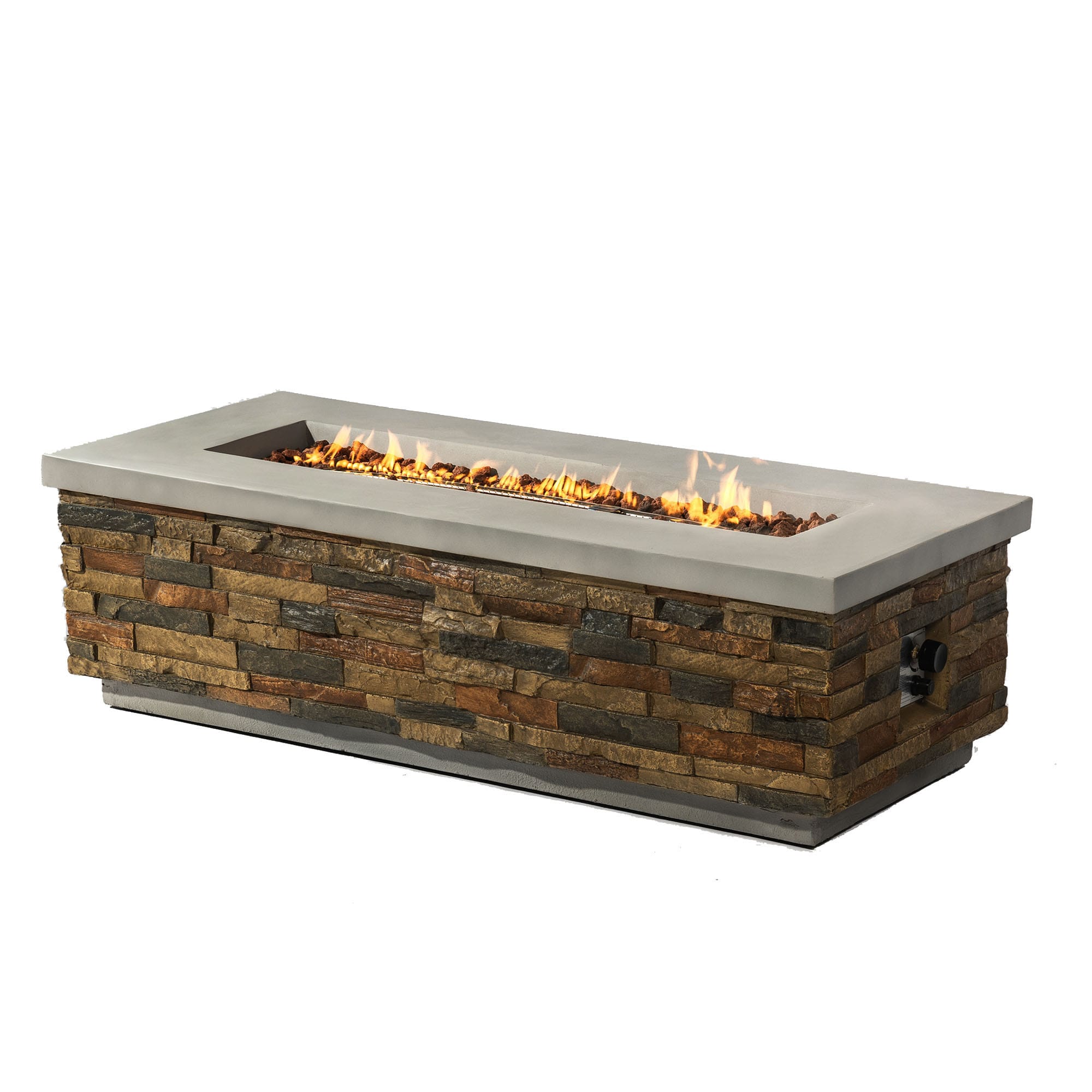SINOFURN SYA640009GY 60-in W Sandstone Magnesium oxide Rectangle Liquid propane Fire pit table