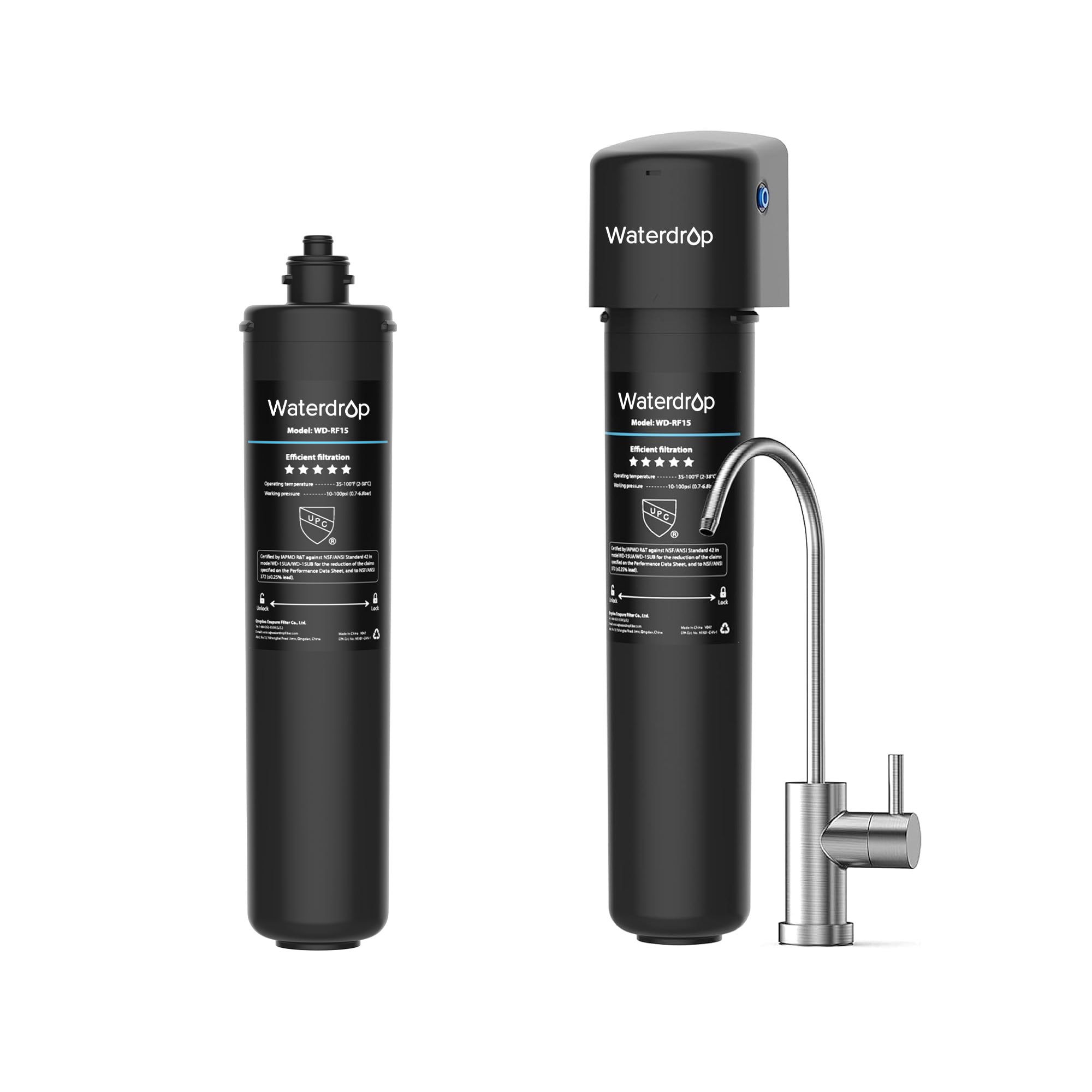 Waterdrop B-WD-15UB-RFSET 15UB Under Sink Water Filter Under Sink Water Filtration System for 2 Years Extra RF15-UF Replacement Filter