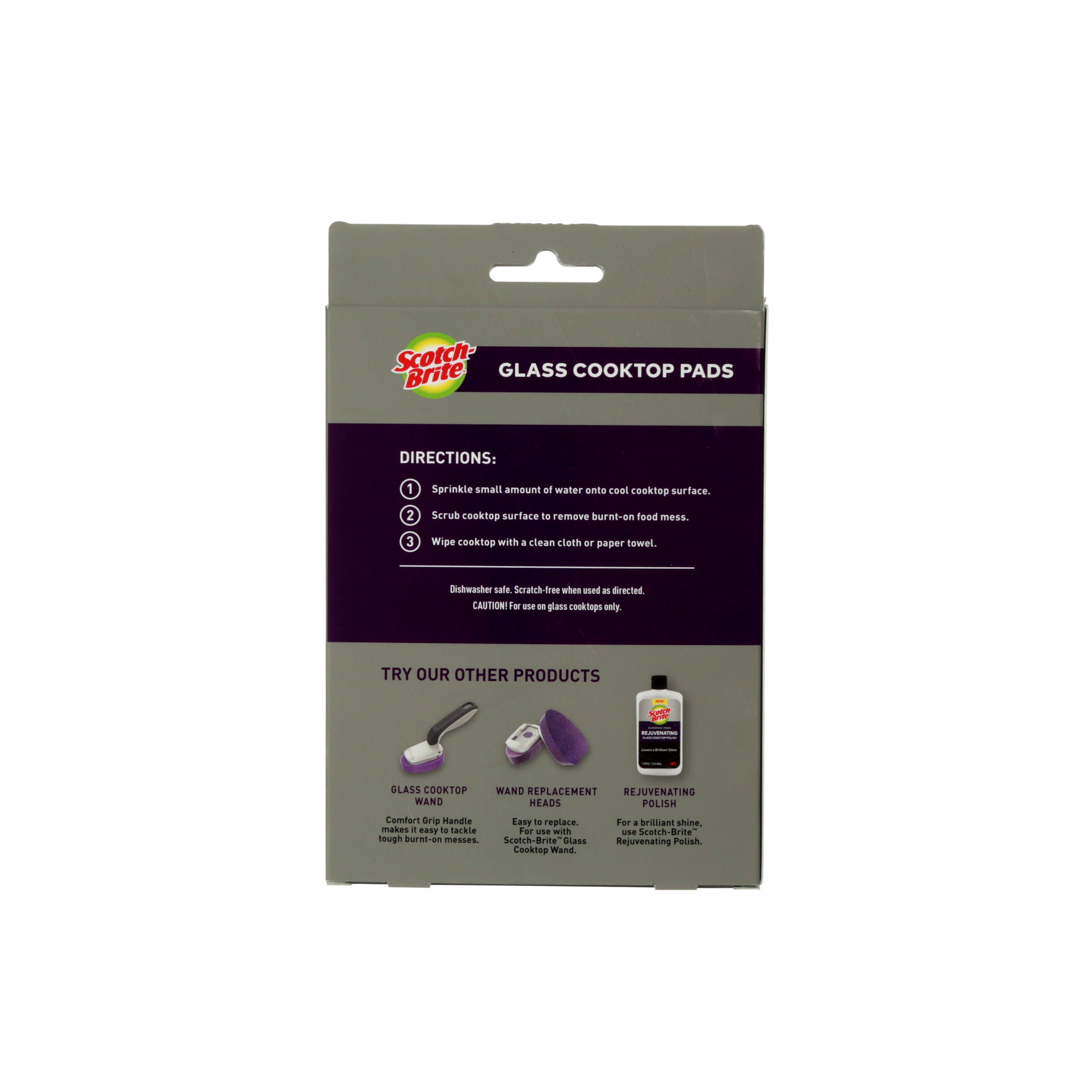 NEW 2-Pack Scotch-Brite Wand Replacement Heads for Glass Cooktops  White/Purple