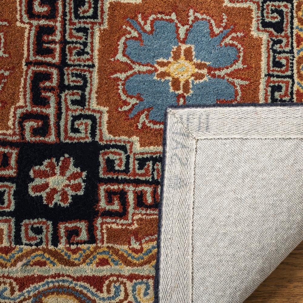 Heritage Square Hand-Tufted Navy Wool 6' x 6' Area Rug
