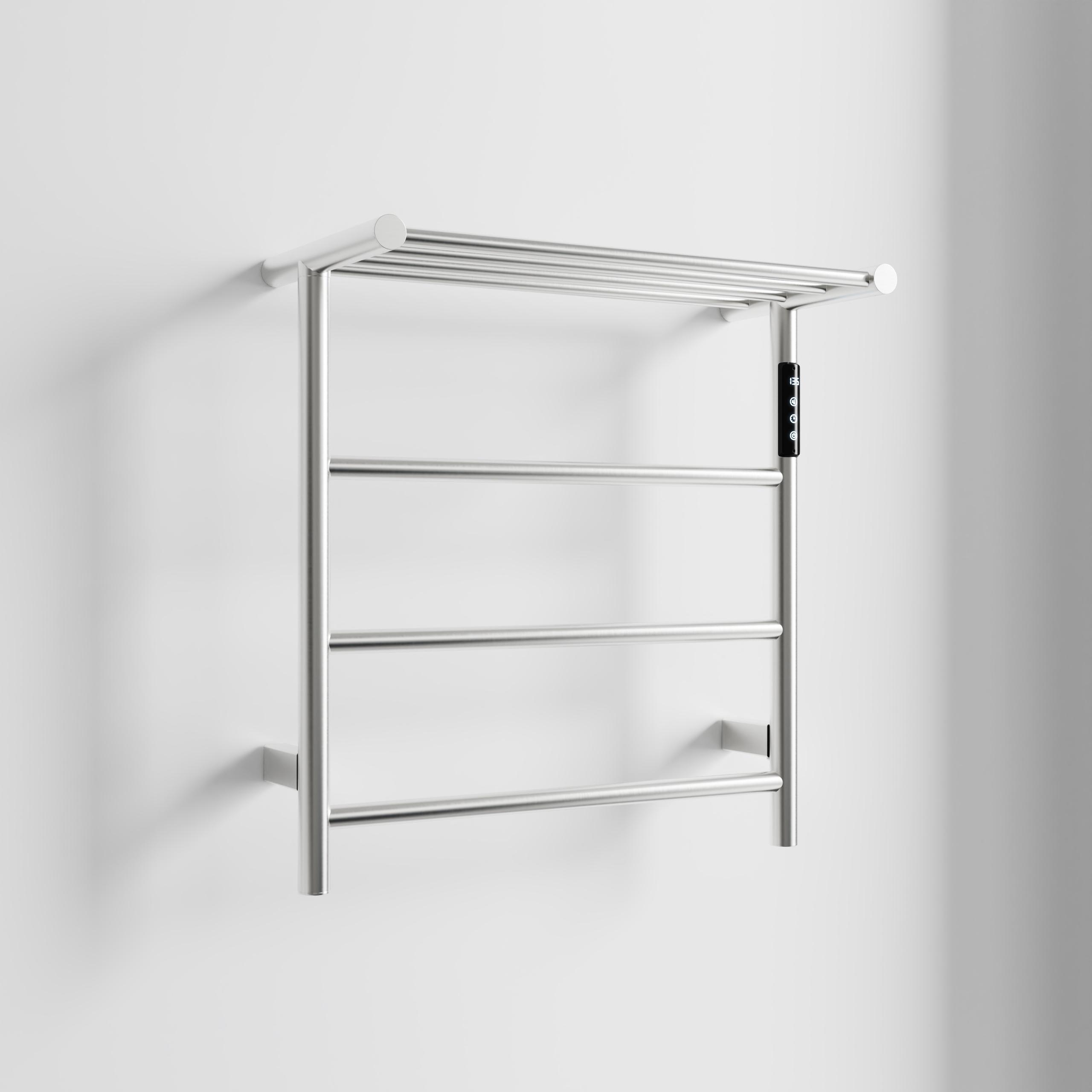 Bayfeve - Brushed Nickel Plug-in Wall Mount Towel Warmer 8.6-in x 18.7-in x 19.7-in