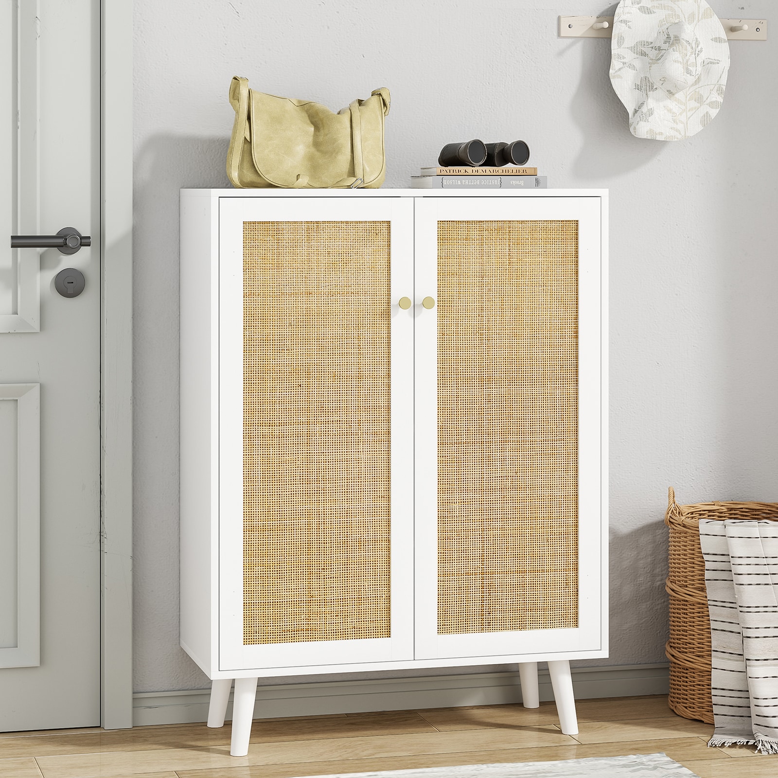 Delarpo H0086 Jerome Contemporary/Modern White Storage Cabinet Sideboard