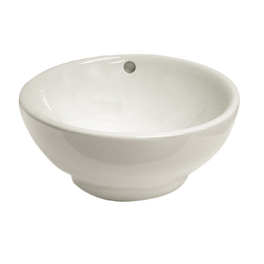 DECOLAV 1441-CWH Classically Redefined White Vessel Round Bathroom Sink (15.375-in x 15.375-in)