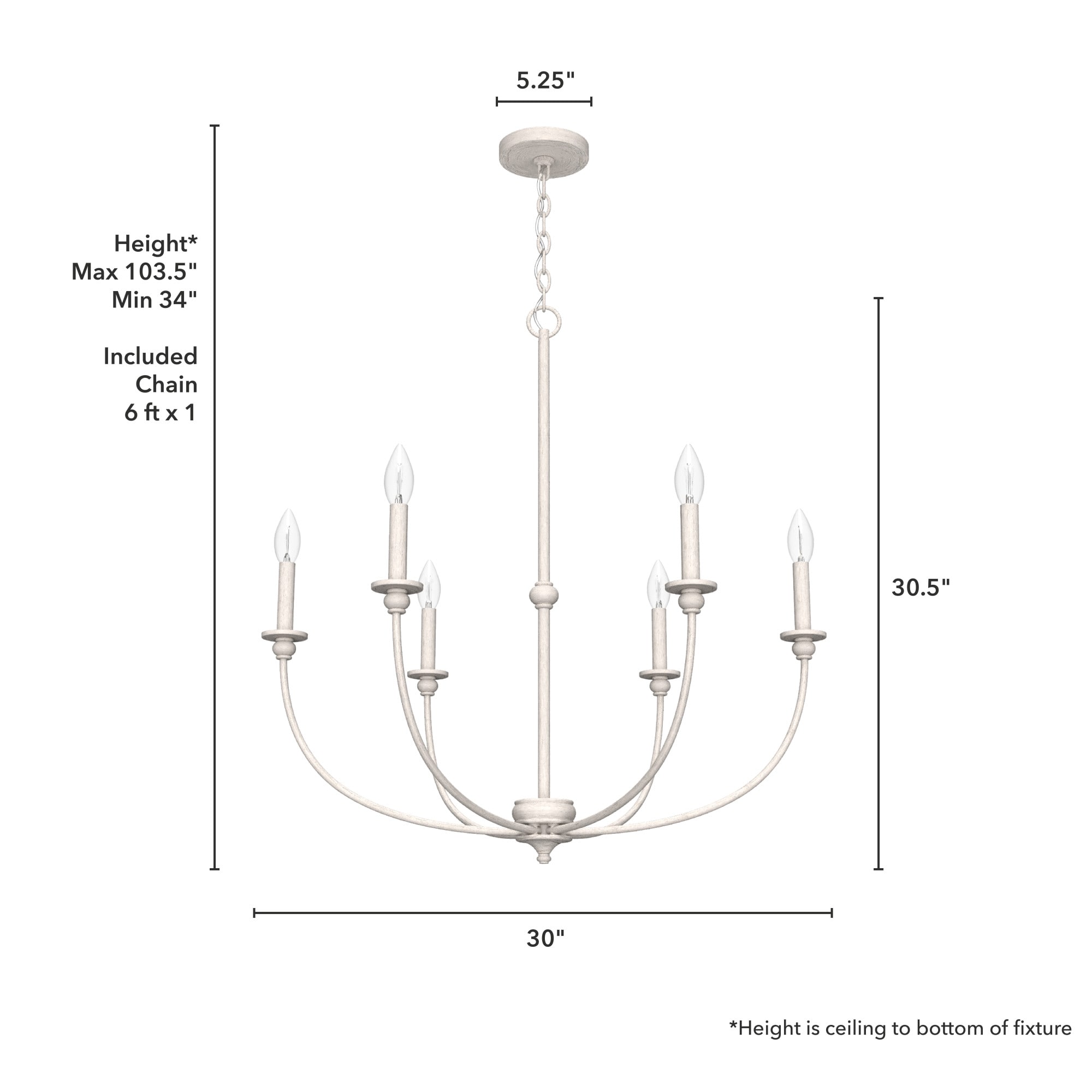 Hunter Southcrest 6-Light Distressed White Transitional Led Chandelier ...